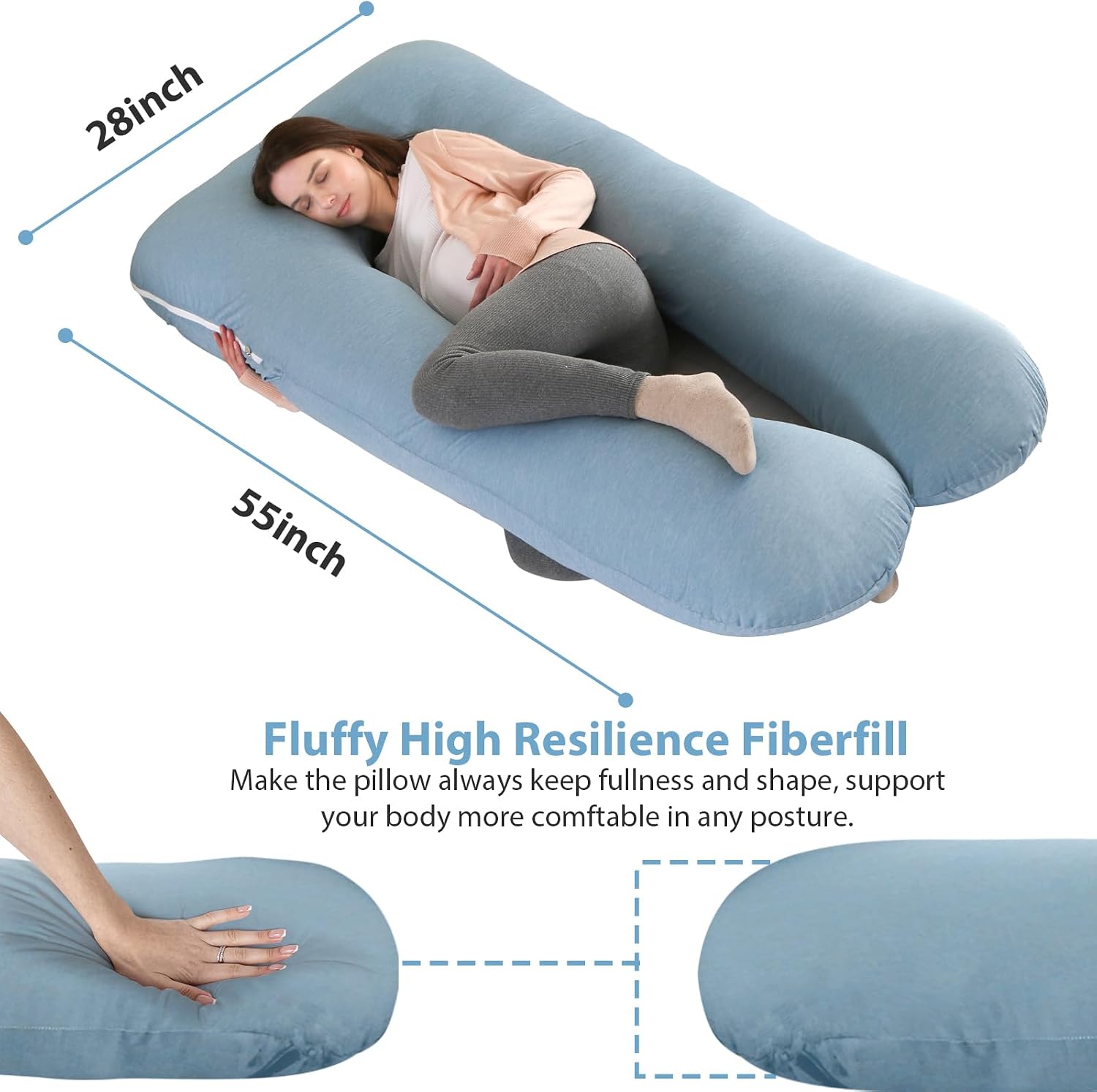 Amagoing Cooling Pregnancy Pillow for Sleeping, U Shaped Maternity Full Body Pillow for Women with Hip, Leg, Back Pain Support, Removable C…