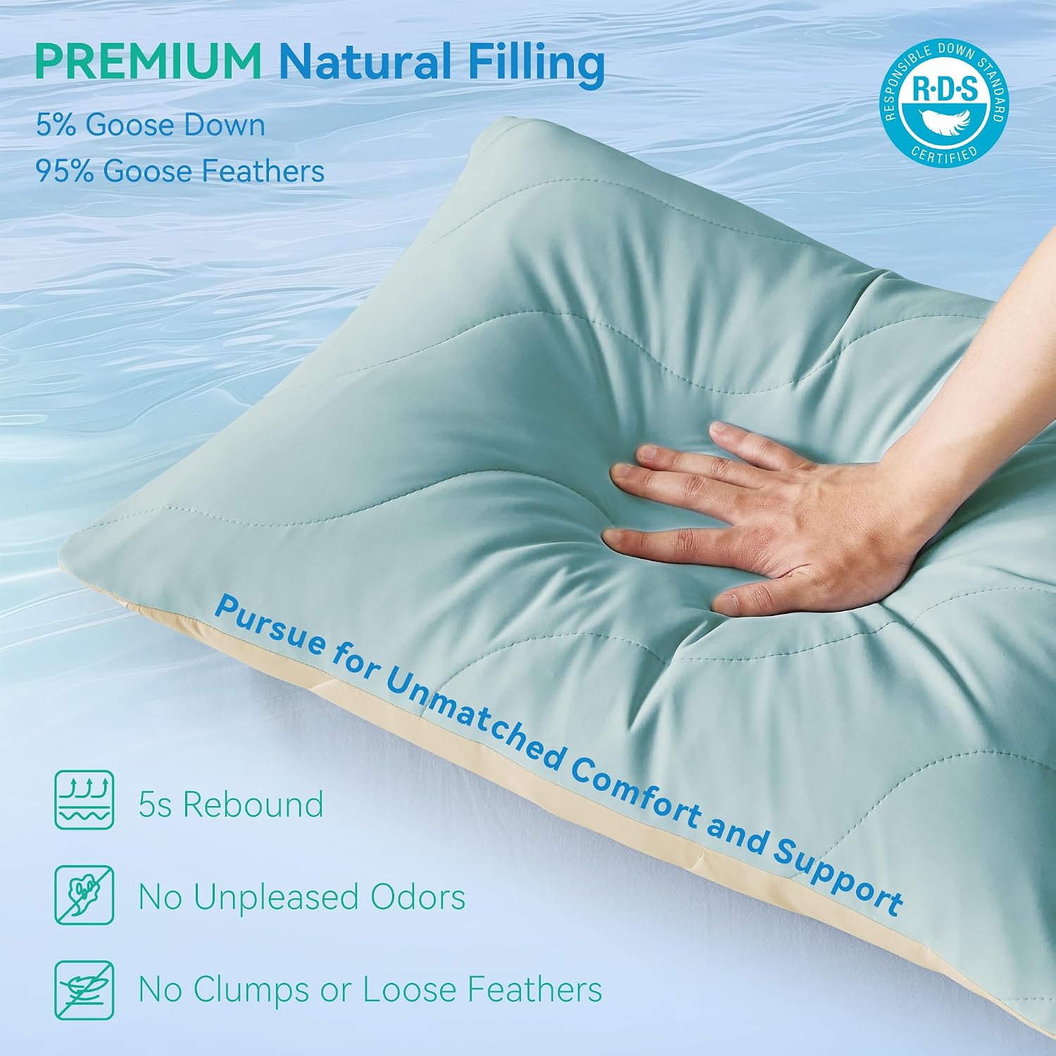ThreeGeese Three Geese Cooling Goose Down Feather Pillows Standard Size Set of 2 for Hot Sleepers, Q-Max>0.45, Cool Hotel Bed Pillows with…