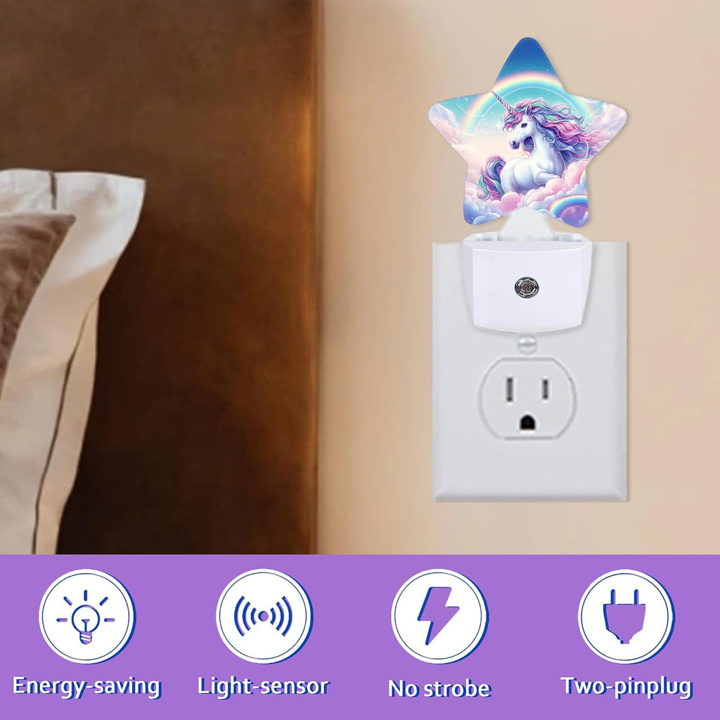 Unicorn Night Light for Kids, Princess Rainbow Night Lights Plug Into Wall, Lightweight Dusk to Dawn Light Sensor Warm Nightlights for…