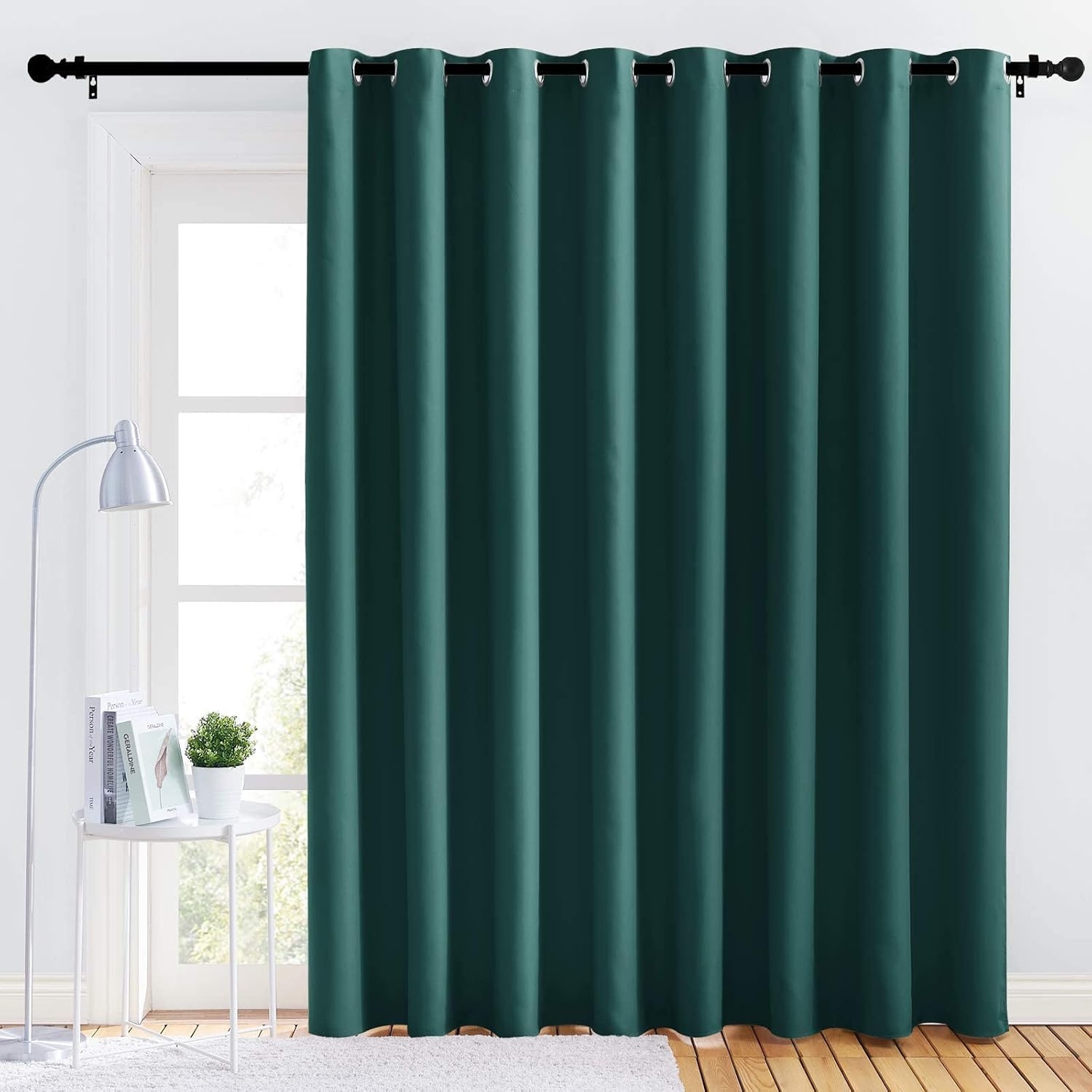 NICETOWN Patio Glass Door Panel - 120" W x 84" L, Hunter Green, Blackout Curtain for Bedroom/Living Room, Privacy Panel Drape