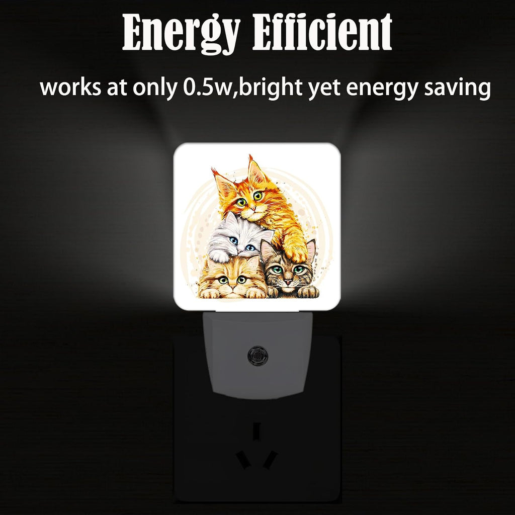Colorful Cats Night Light, Plug-in Night Lights with Dusk to Dawn Sensor for Stairway, Hallway, Bedroom Sleep Friendly Ideal for…