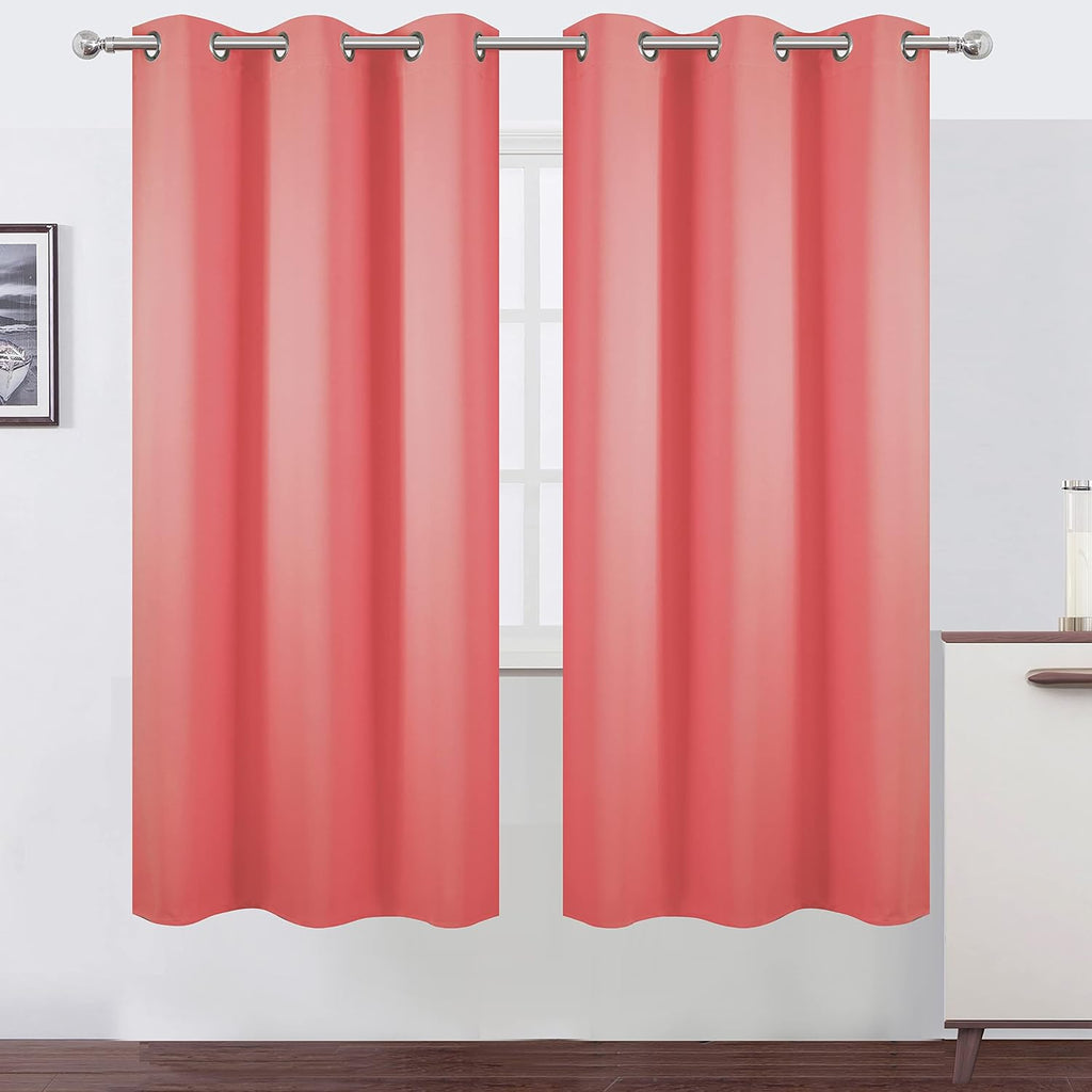 Lemomo Coral Thermal Blackout Curtains/42 x 72 Inch/Set of 2 Panels Room Darkening Curtains for Bedroom 72 Inch silver