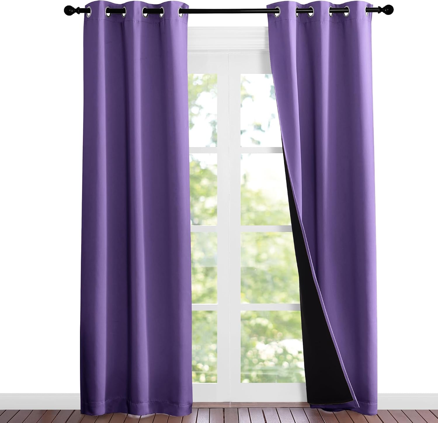 Nicetown Lilac Purple Full Shade Curtain Panels, Pair of Thermal Insulated & Energy Efficiency Blackout Curtains for Living Room Windows, L…