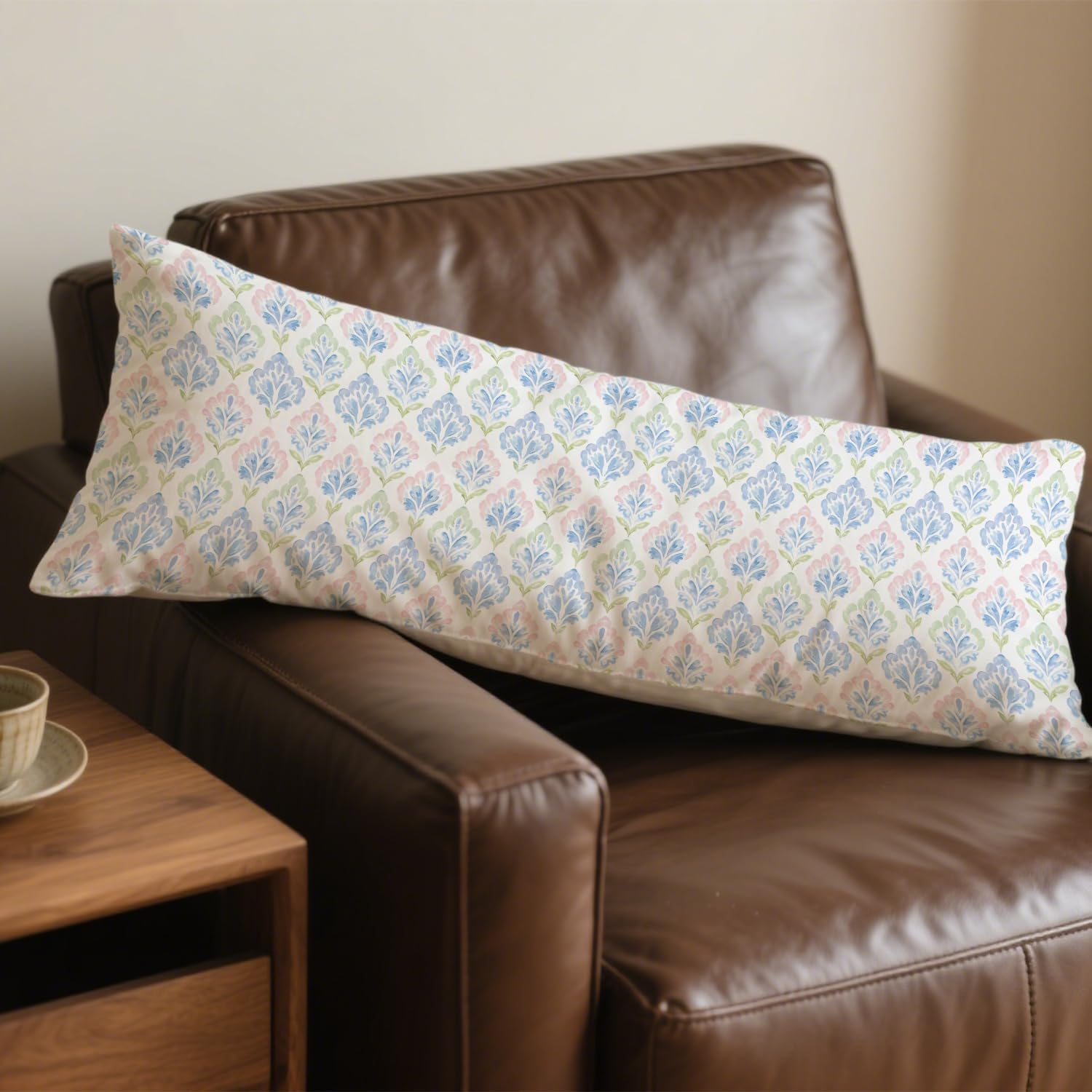 Grandmillennial Pastel Floral 20x54 Body Pillow Cover, Cottagecore Room Decor, Rustic Farmhouse Blue Flower Grand Millenial Decorative…