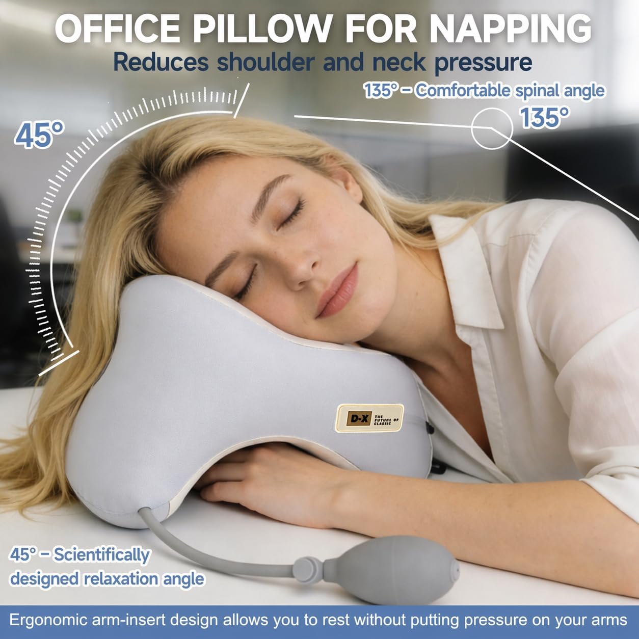Orelaventino Desk Pillow for Napping, Neck Pillow for Office Chair Headrest, Neck Support Pillows for Desk Sleeping, Inflatable Neck…