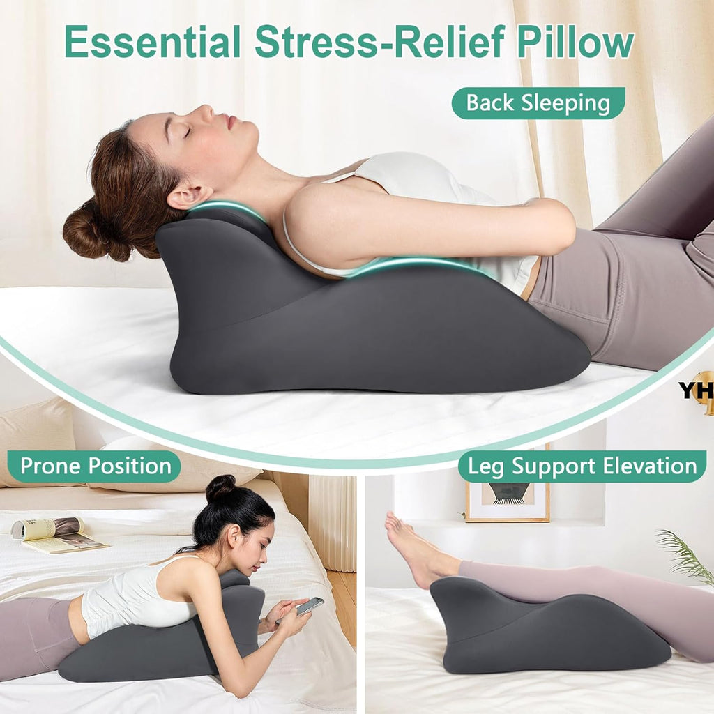 Memory Foam Wedge Pillow, Prone Pillow for Headboard and Bed, Multifunctional Reading Pillow Ergonomic Support for Back Pain, Acid…