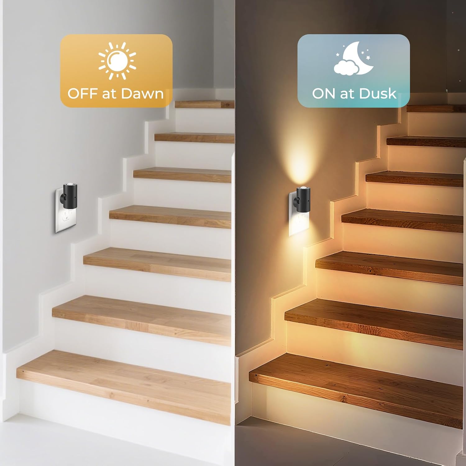 TSEXES LED Night Lights Plug into Wall, Dimmable Plug in Night Light, Dusk to Dawn, 0-200LM Bright Nightlight Auto-On/Off, 3000K Night…