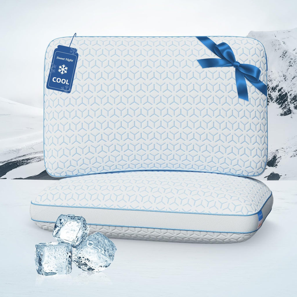 Sweetnight Cooling Pillows Queen Size Set of 2, Shredded Memory Foam Pillows 2 Pack for Hot Sleepers, Cold Bed Pillows for Sleeping…