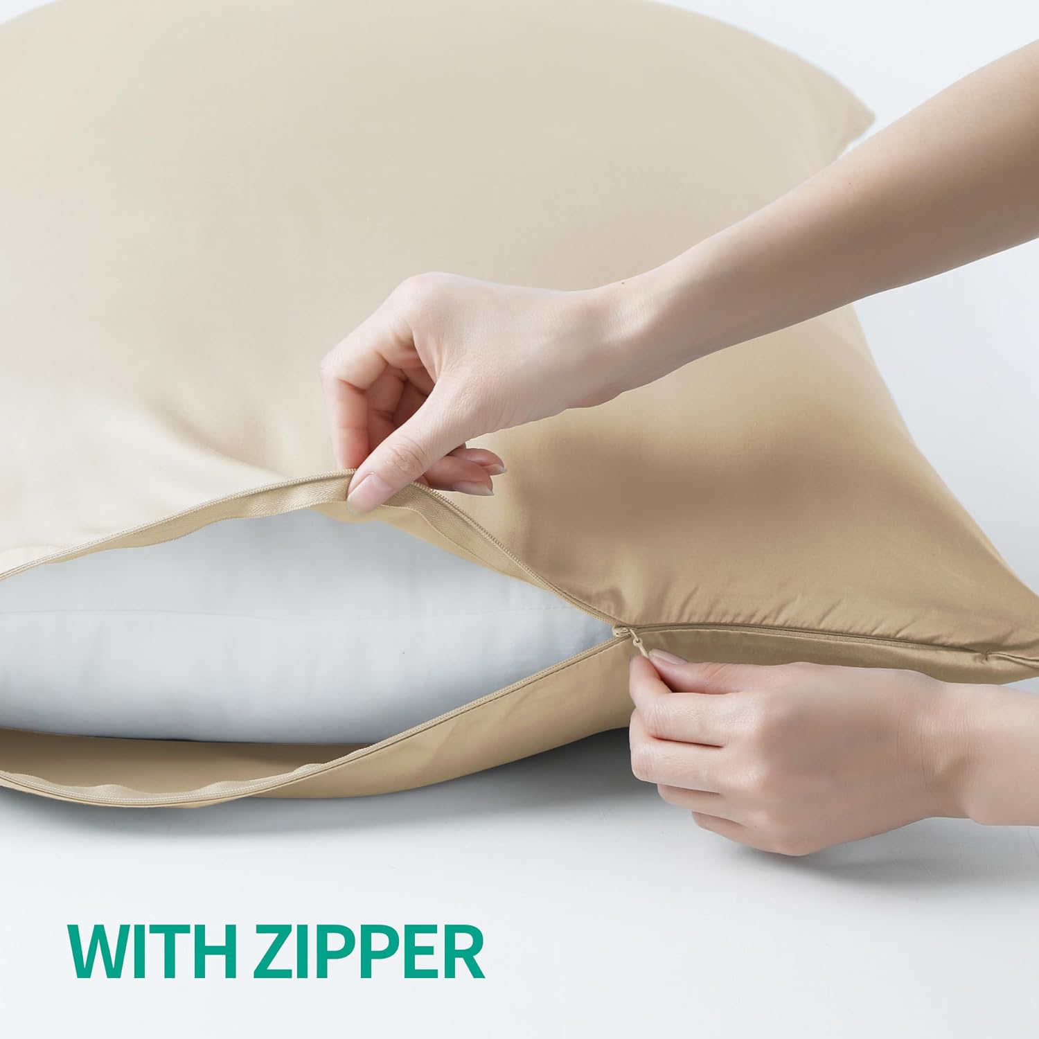 Bamboo Viscose Zippered Pillow Cases Queen Size Set of 2, 400 Thread Count Cooling Pillow Protectors for Hot Sleepers, Luxurious Hotel…