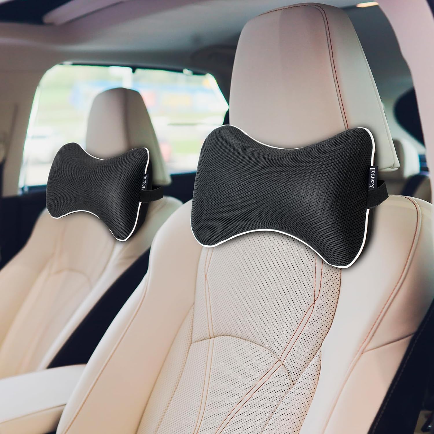 Keemall Inflatable Car Neck Pillow, Soft Headrest Inflatable Car Pillow for Driving Seat with Adjustable Strap, Comfortable Ergonomic…
