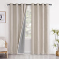 YoungsTex Oatmeal Linen Blackout Curtains for Farmhouse Bedroom, Burlap Thermal Insulated Winter Drapes with Grommet Room Darkening Privacy…