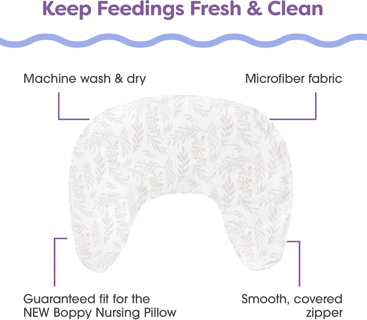 Boppy Nursing Pillow Cover - Soft, Hypoallergenic Washable Microfiber Bottle & Breastfeeding Pillow Covers (Redesigned Feeding Pillow…