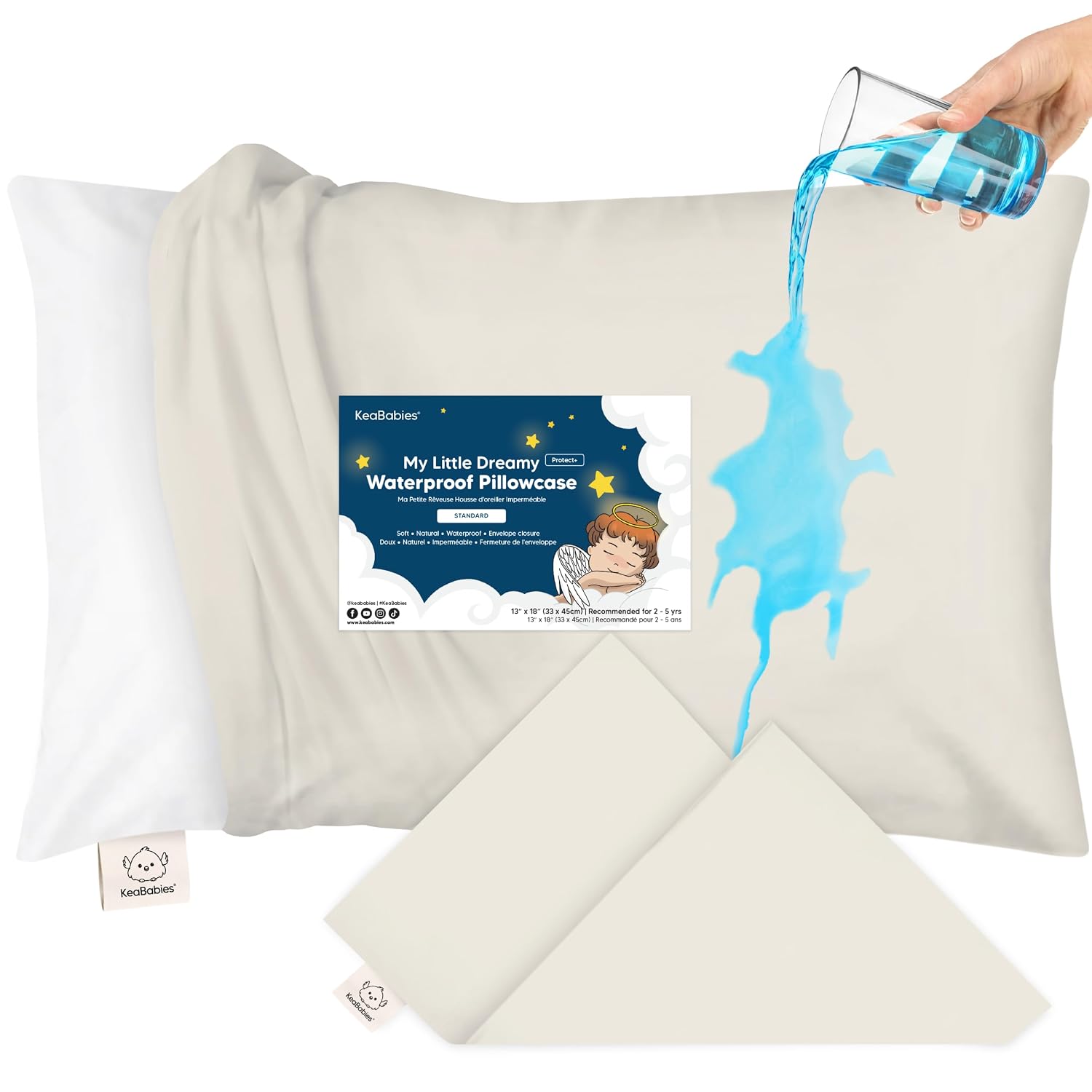 KeaBabies 13 x18 Toddler Pillowcase, Waterproof - Soft Waterproof Toddler Pillow Protector Cover for Kids, Boys, Girls, Durable Machine…