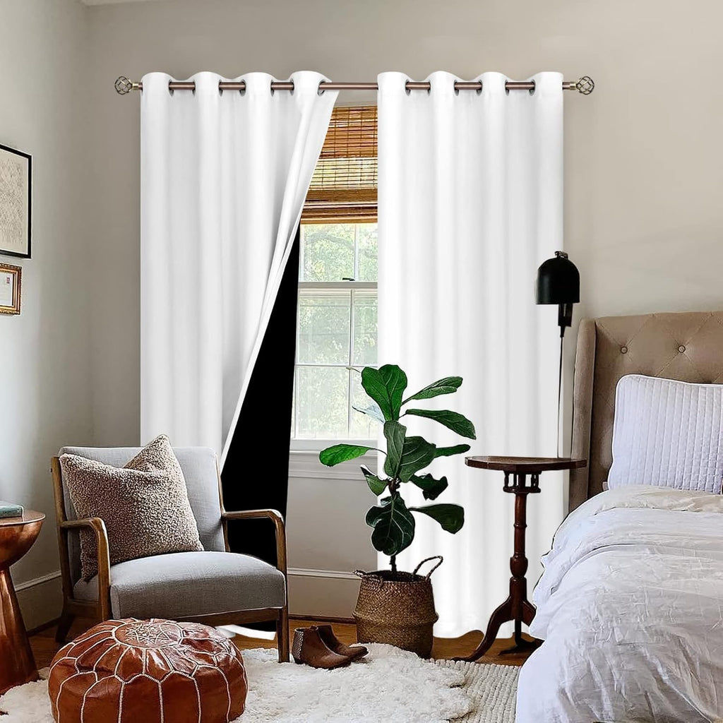 BGment Thermal Insulated 100% Blackout Curtains for Bedroom with Black Liner, Double Layer Full Room Darkening Noise Reducing Grommet Curta…
