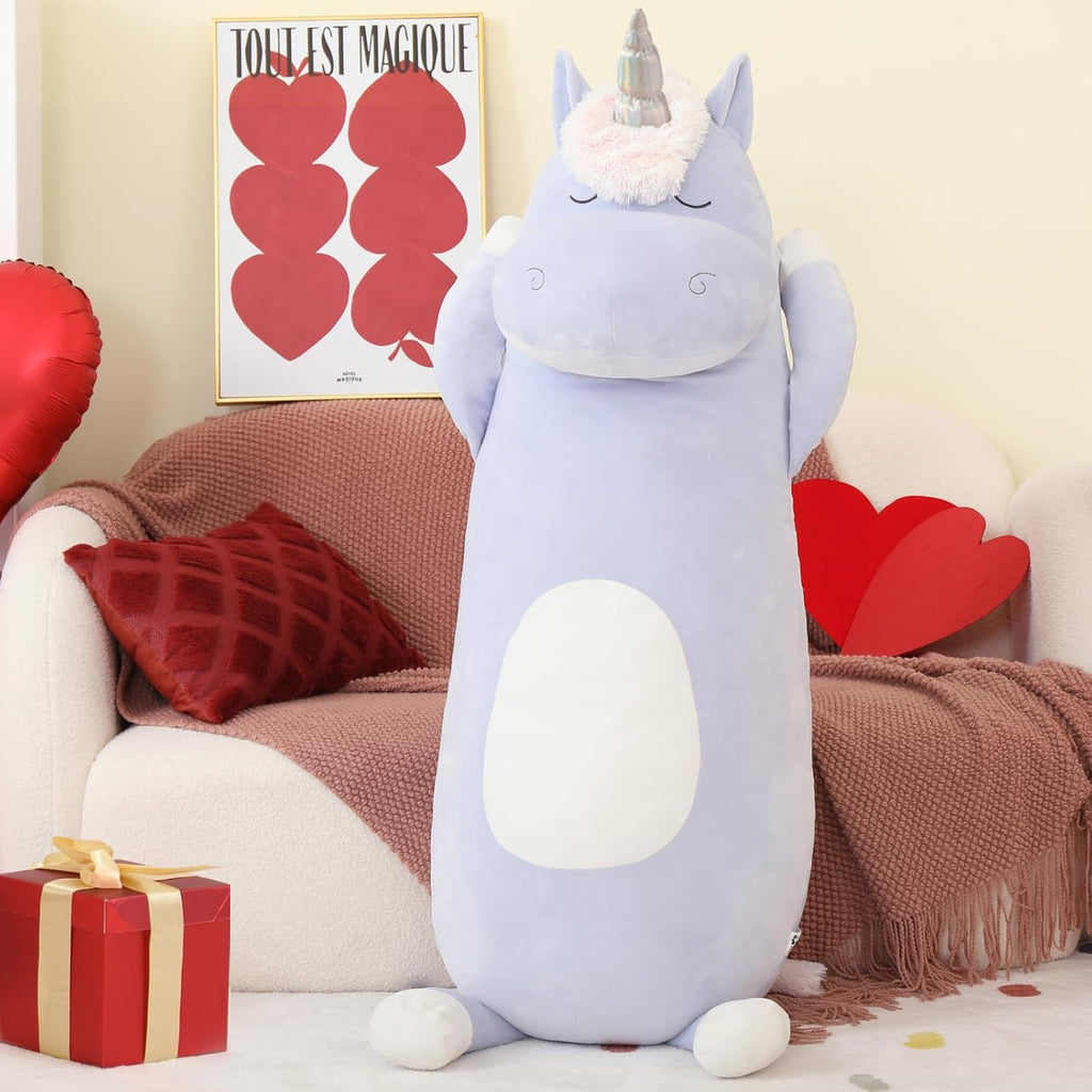 MorisMos Giant Unicorn Stuffed Animal 4 Feet, 51 in Long Plush Unicorn Body Pillow for Girl Boy, Cute Kid Pillow for Adult, Big Hugging…