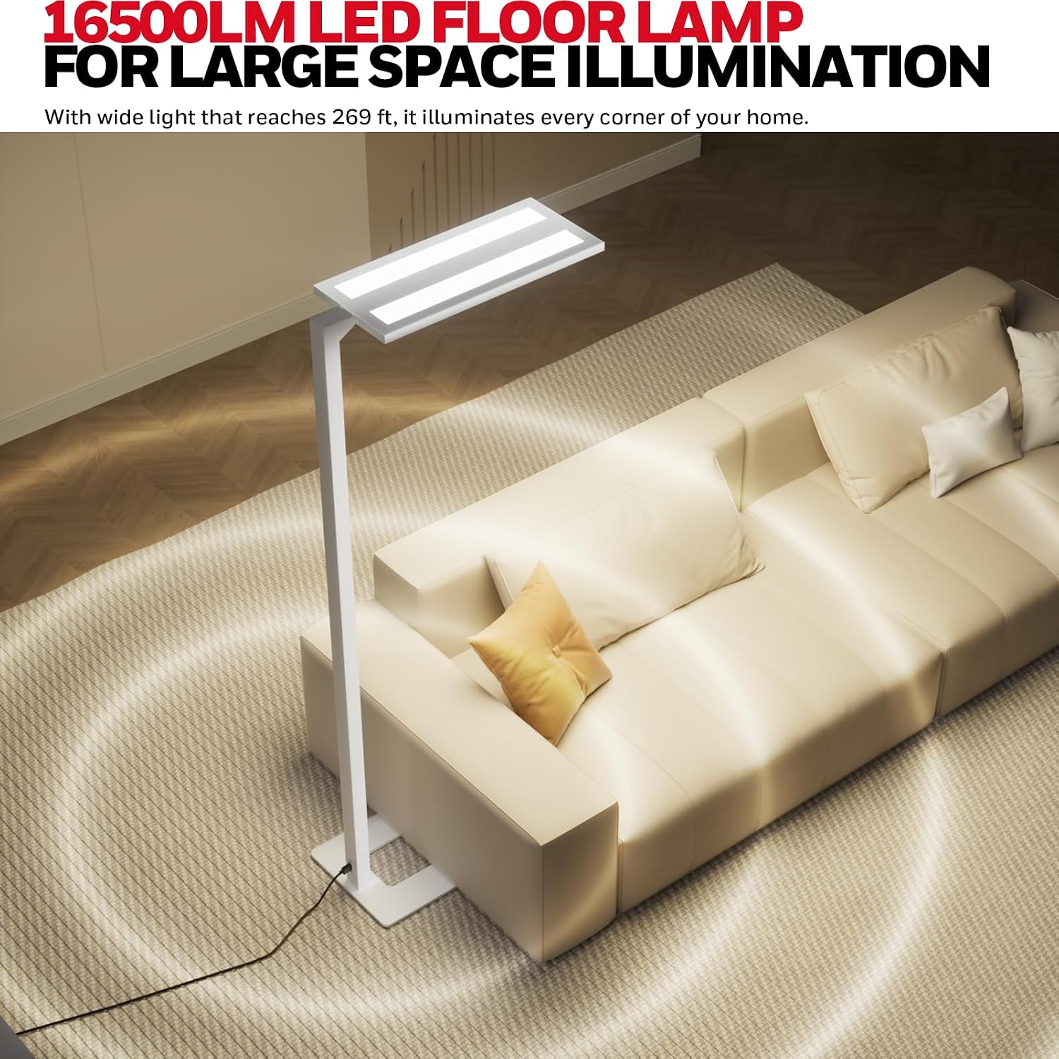HoneywellAirComfort Honeywell 16500LM LED Floor Lamp - 06E Ultra Sunturalux Eye Caring 4000K Natural Daylight Modern Tall Reading Lamp, 160…