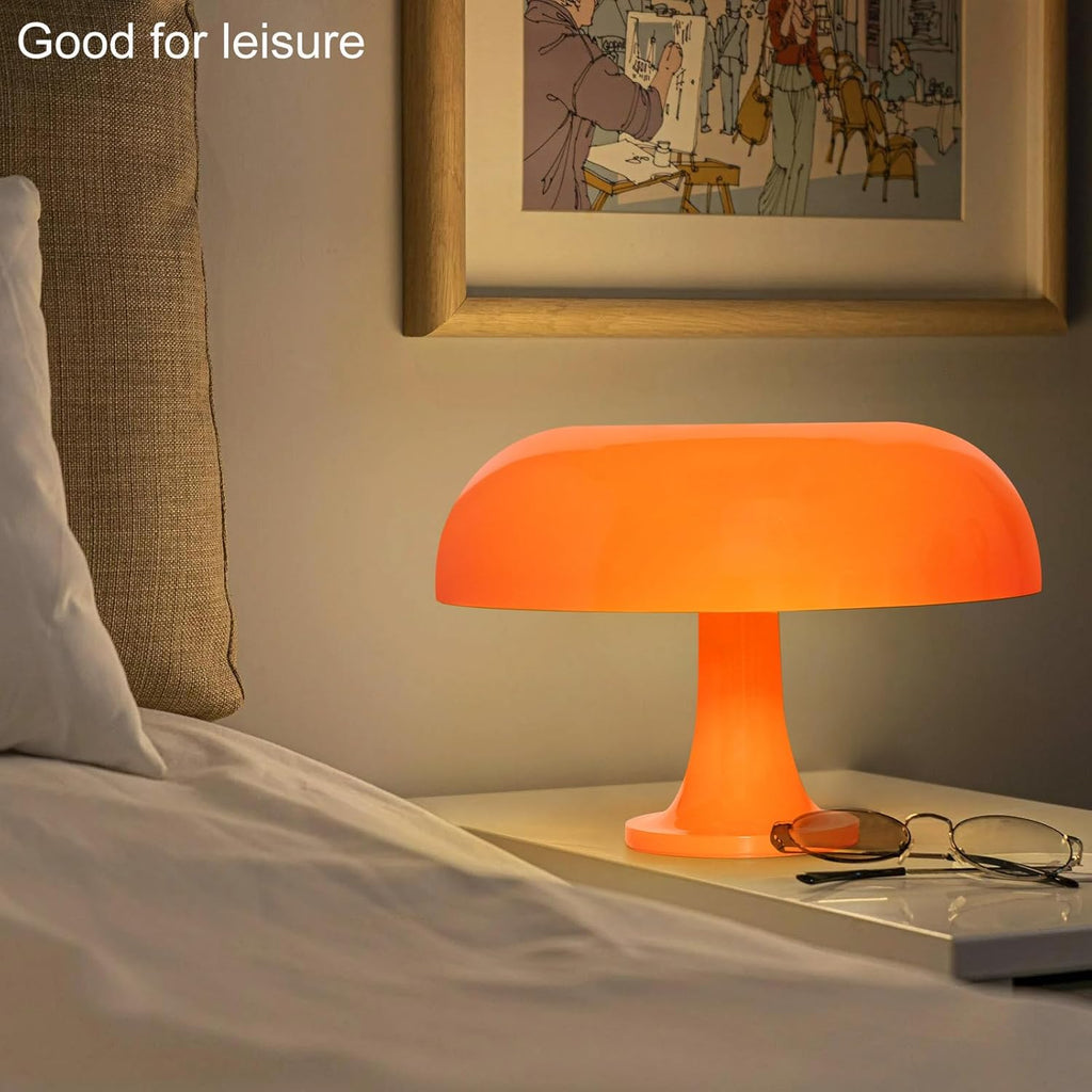 Orange Mushroom Lamp, Mid Century Modern Table Lamp for Bedroom, Minimalist Mushroom Decor Bedside Small Lamps, 2700K(Bulb Included, Plug…