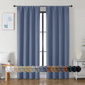Simplebrand Ava Denim Blue Blackout Curtains for Bedroom 84 Inch Length 2 Panels Set, Solid Thermal Insulated Privacy Living Room Window Tr…
