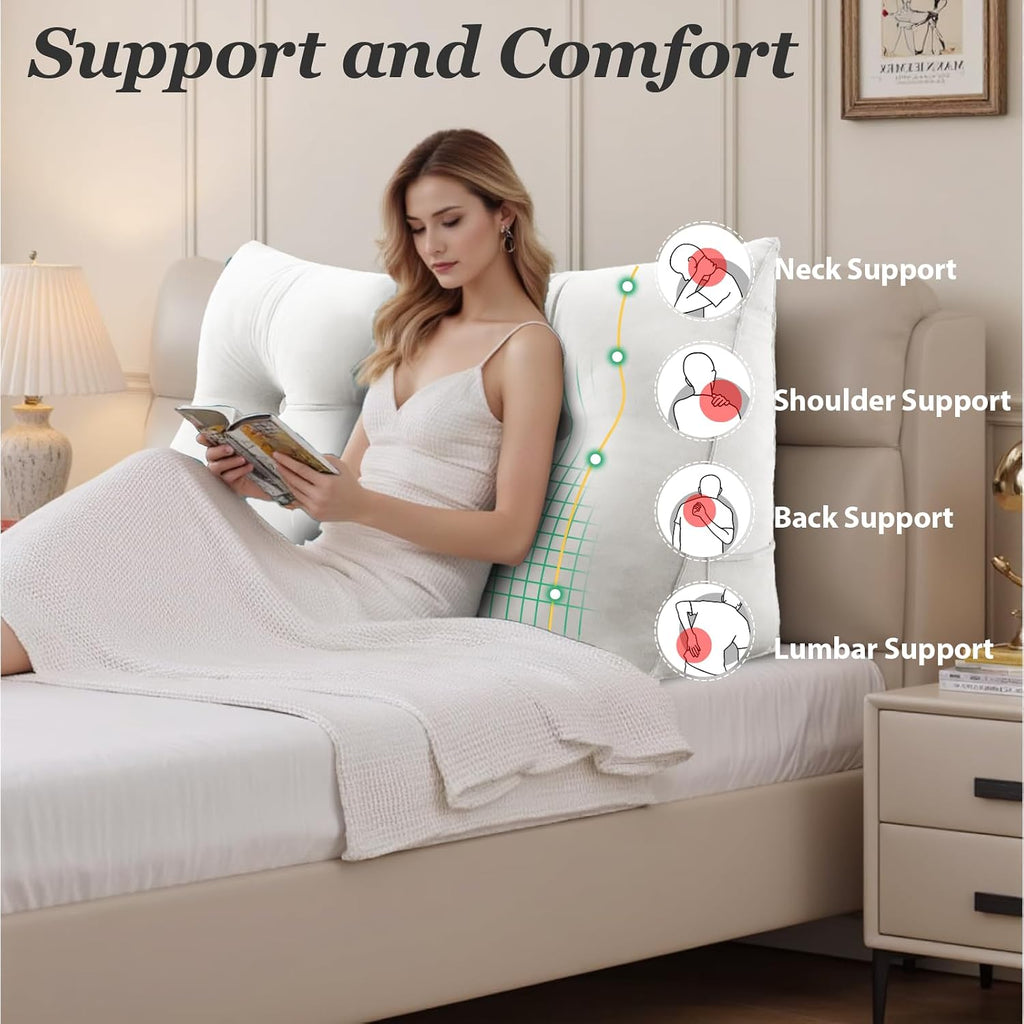 Wedge Pillow Headboard, Bed Wedge Pillow for Headboard, Headboard Pillow Queen, Back Support Cushion for Sitting up in Bed - Features…