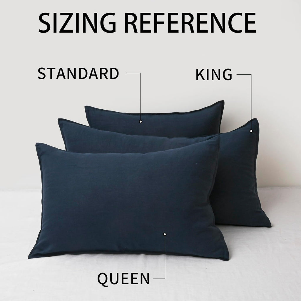 Chuffed Linen Pillowcases 2 Pack 100% Linen Standard Pillow Cases, Breathable and Cooling Washed Pillowshams with Zipper Closure, 20x26 Inc…