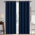Miulee 100% Blackout Linen Textured Curtains for Bedroom Solid Thermal Insulated Midnight Blue Grommet Room Darkening Curtains & Drapes Lux…