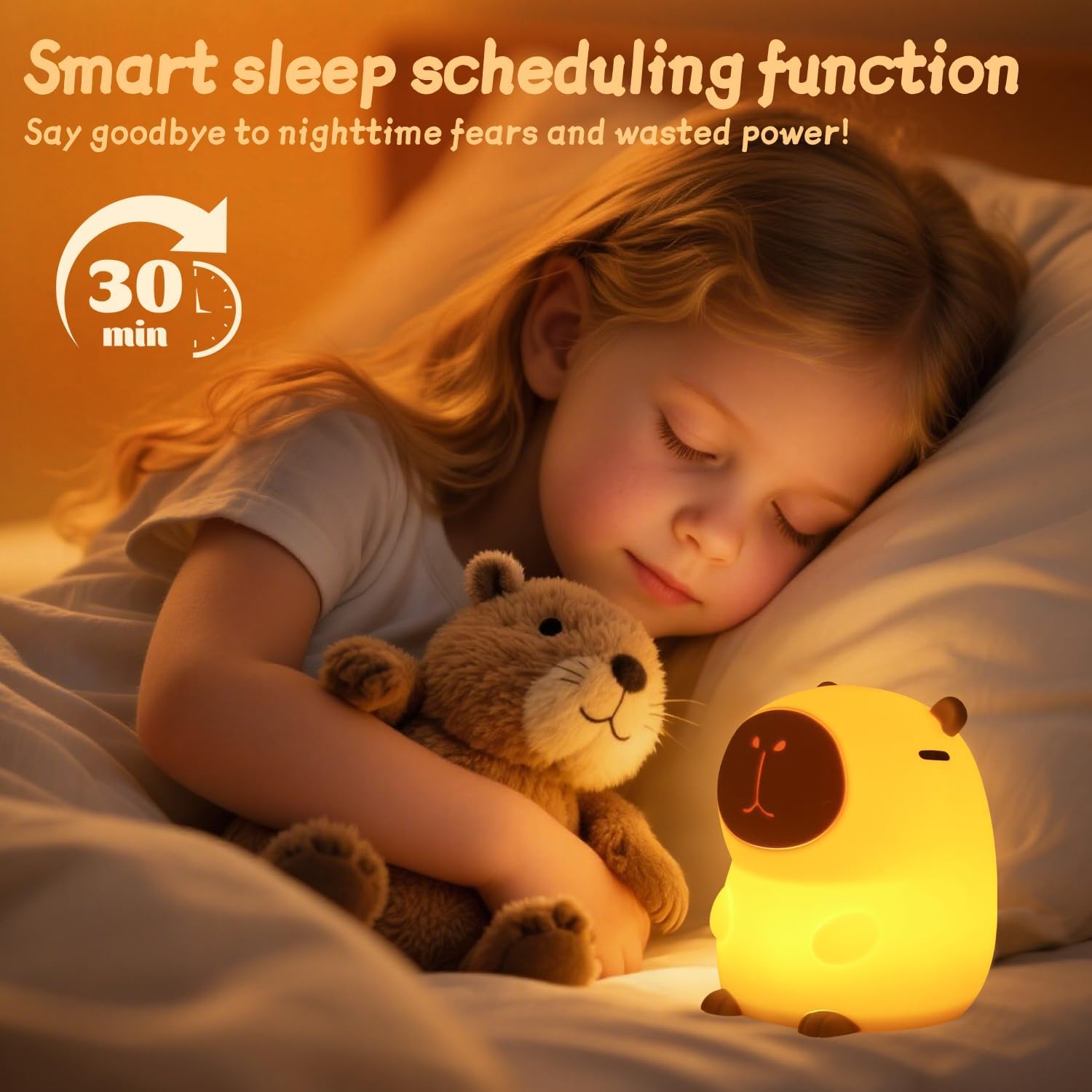 Rytinazzz Silicone Night Light for Kids, 50H Long Battery Capybara Lamp, Gift for Kids, Rechargeable Tap Control, Soft Dimmable Nursery…