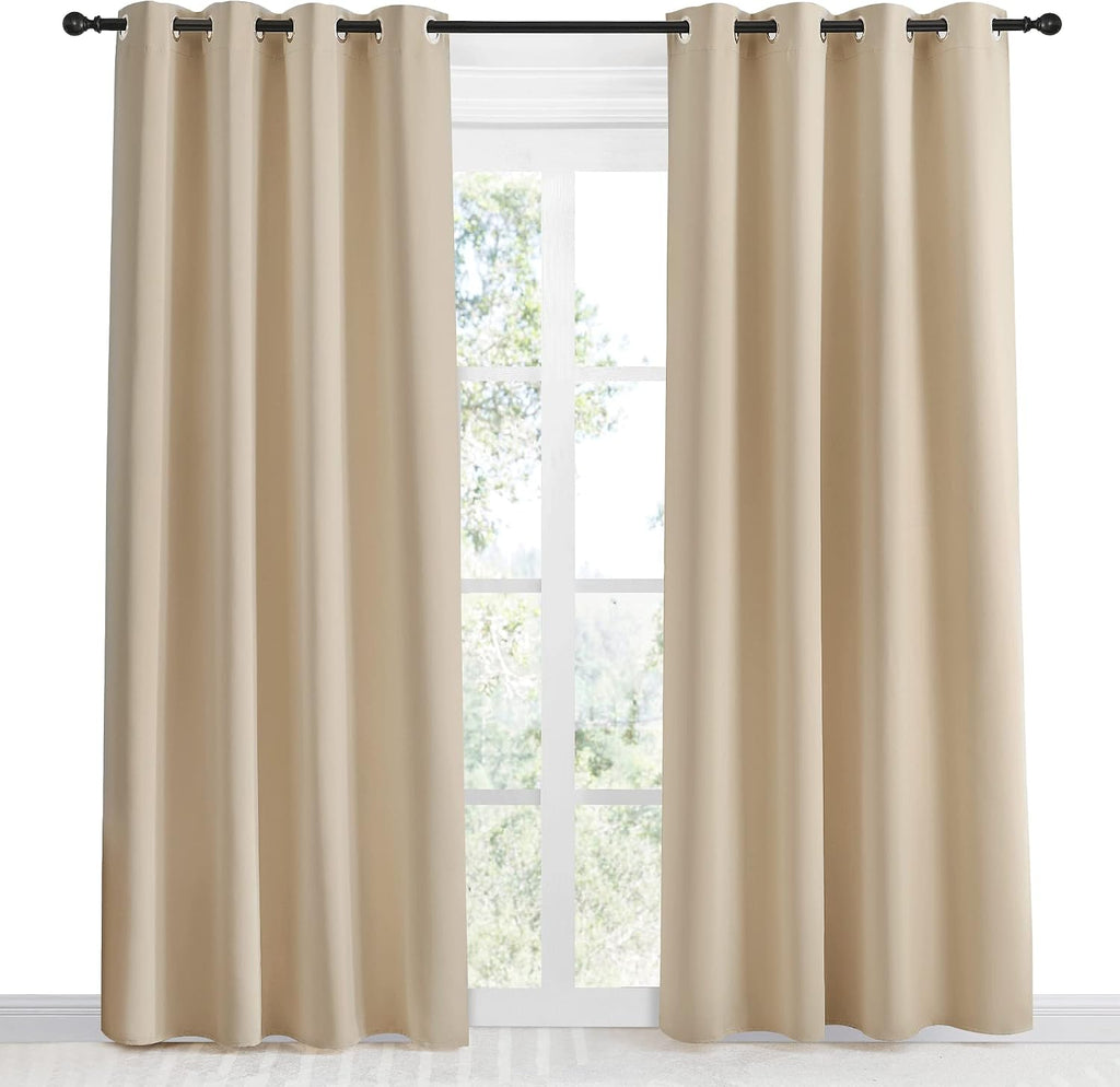 NICETOWN Room Darkening Biscotti Beige Curtain, 55x86 inches, 1 Piece, Modern Design Light Reducing & Privacy Protection Short Window…
