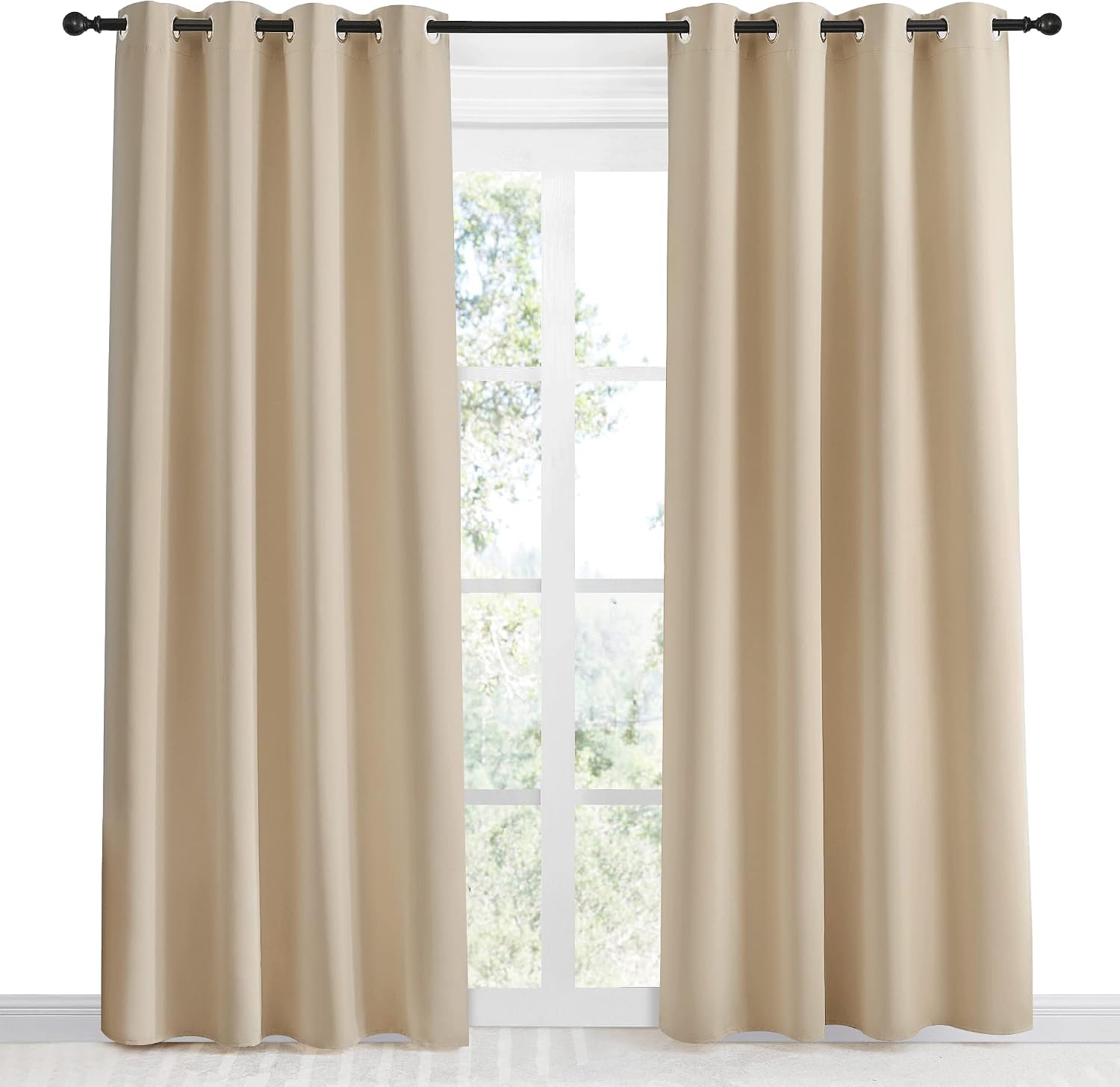 NICETOWN Room Darkening Biscotti Beige Curtain, 55x86 inches, 1 Piece, Modern Design Light Reducing & Privacy Protection Short Window…