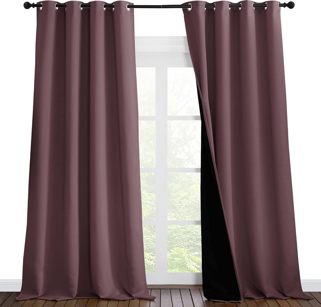 Nicetown Room Warming Thermal Insulated 100% Blackout Curtains, Sound Proof Drapes with Black Backing, Full Light Blocking Panels for Patio…