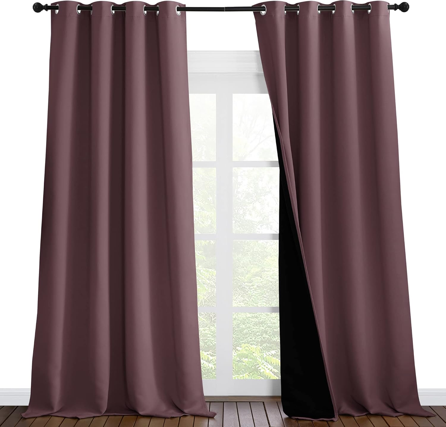 Nicetown Room Warming Thermal Insulated 100% Blackout Curtains, Sound Proof Drapes with Black Backing, Full Light Blocking Panels for Patio…