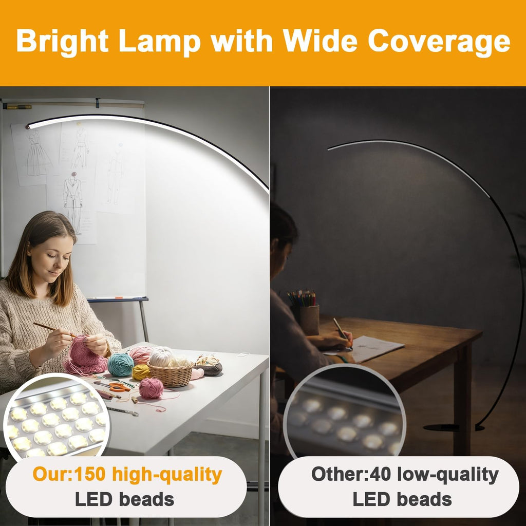 Dimmable LED Lamps for Living Room with 3 Color Temperatures, Ultra Bright 2000LM Arc Floor Lamps, Modern Standing Tall Lamp with Remote…