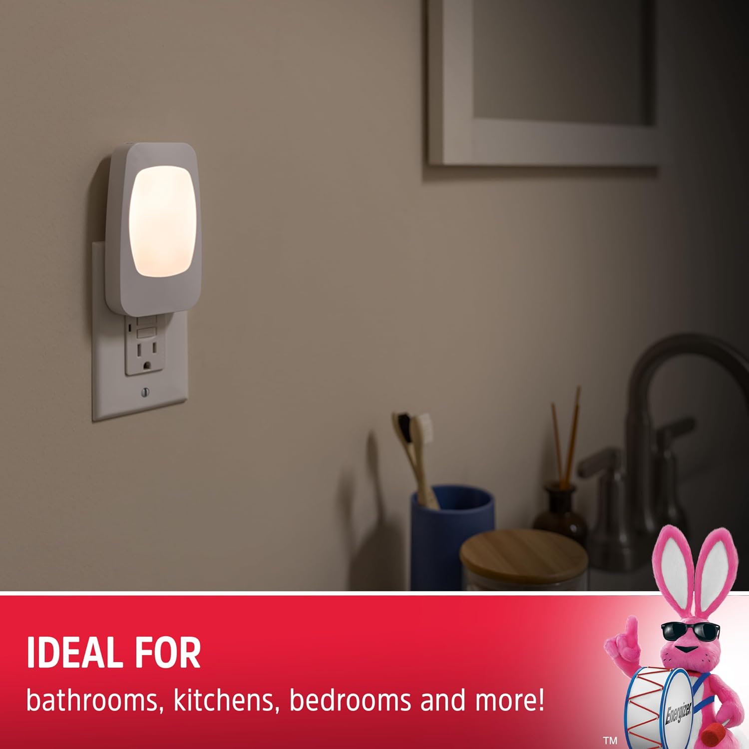 Energizer 4-in-1 LED Power Failure Night Light, 6 Pack, Plug-in, Light Sensing, Auto On/Off, Foldable Plug, Soft White, Emergency…