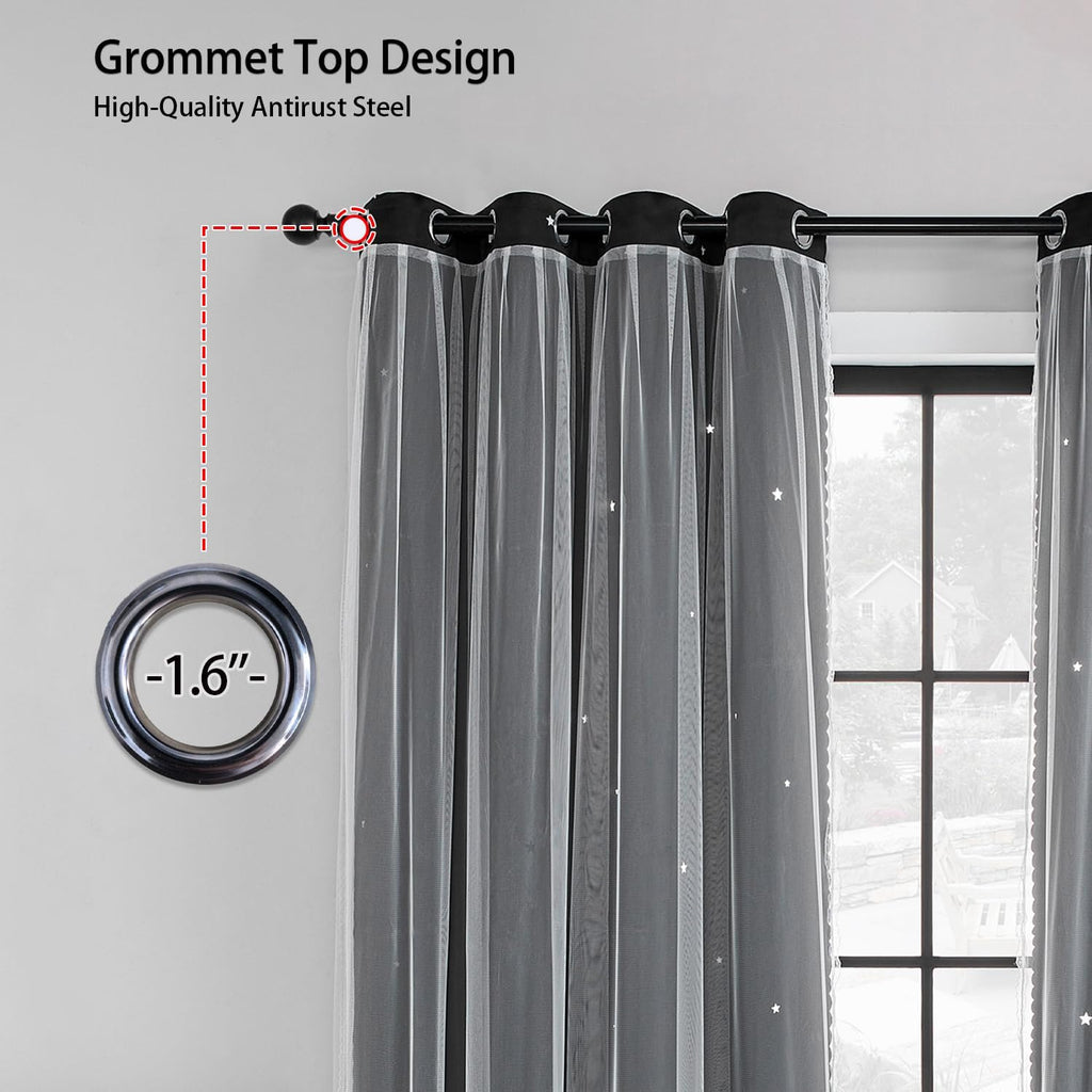 Addsomecolortolife XiDi Grommet Blackout Curtains for Bedroom & Living Room, 84"L x 34"W, Unicorn Pattern, Girls & Kids Room Decor Black