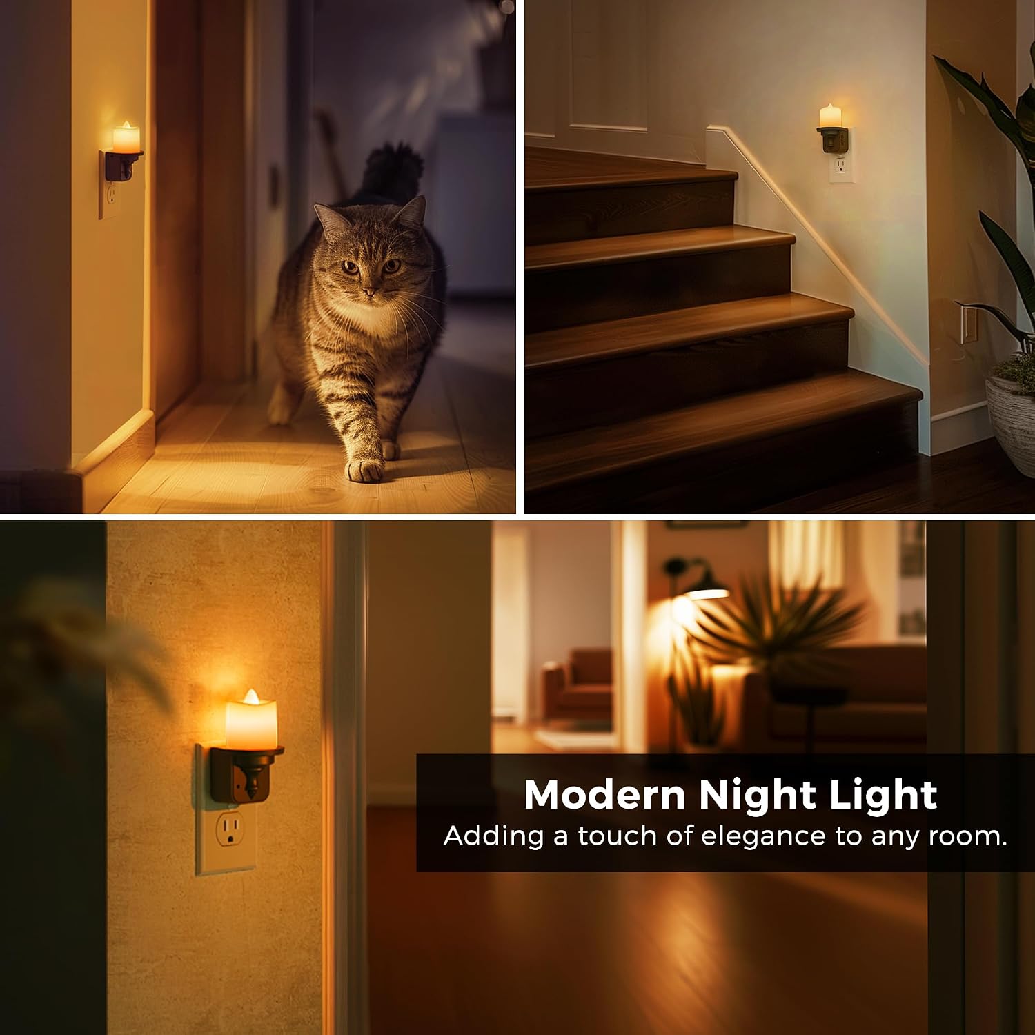 L LOHAS LED Candle Night Light, Amber Night Lights Plug into Wall, Flameless Candle Nightlight with Light Sensor, 0-100LM Dimmable…