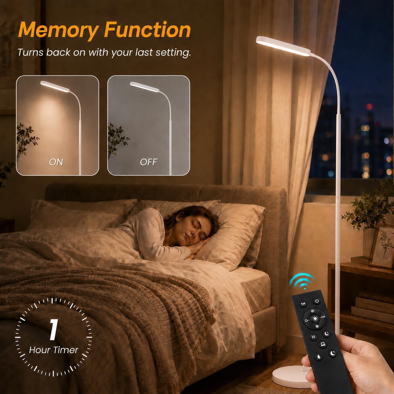 Wio-Mio Floor Lamps, 15w/1000lm Bright LED Floor Lamp with Stepless Adjustable 3000K-6000K Colors and Dimmer, Remote and Touch Control…