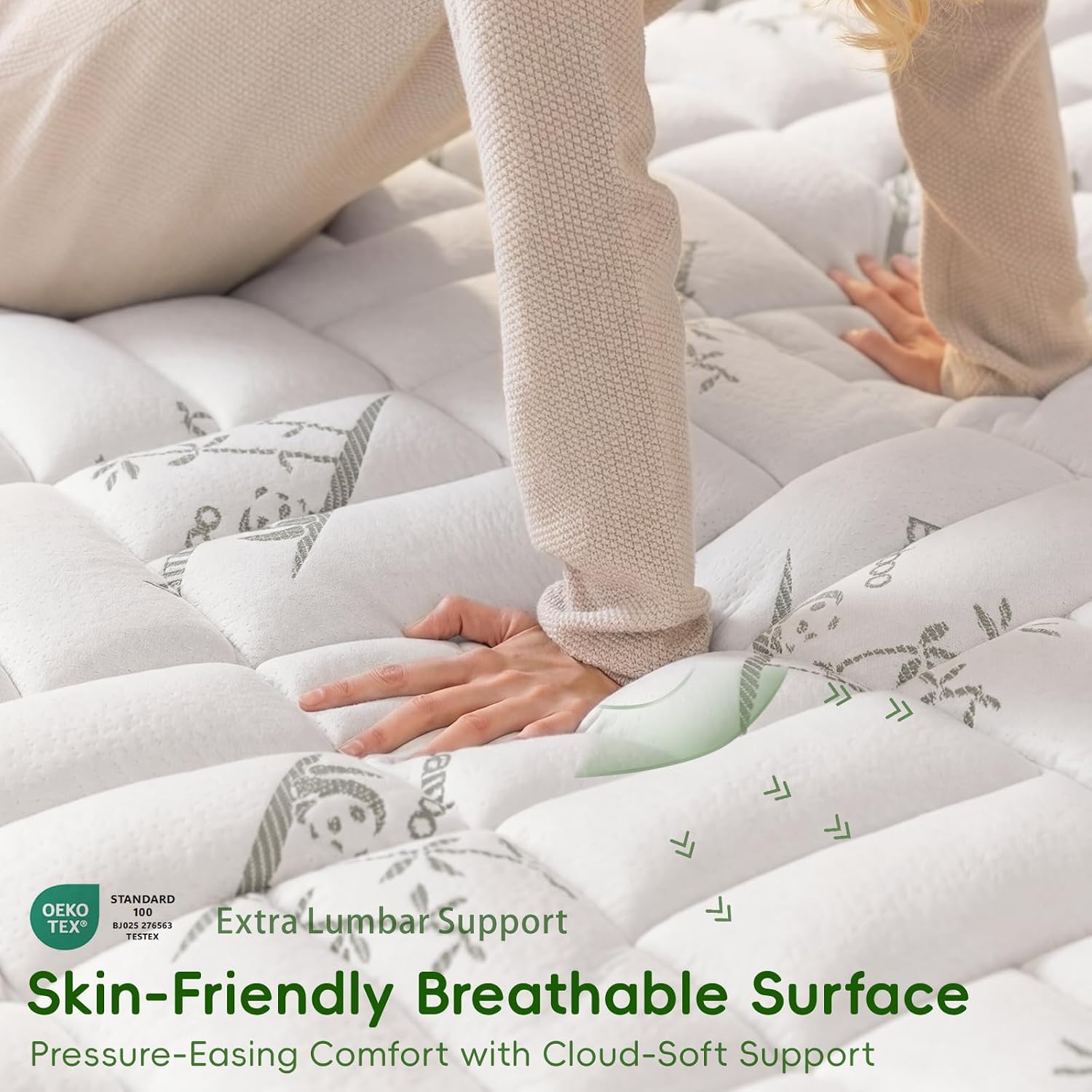 NEWDECO NEWDECO Twin Size Mattress Topper Cooling Viscose Made from Bamboo Thick Support Pillow Top Mattress Pad for Back Soft Breat…