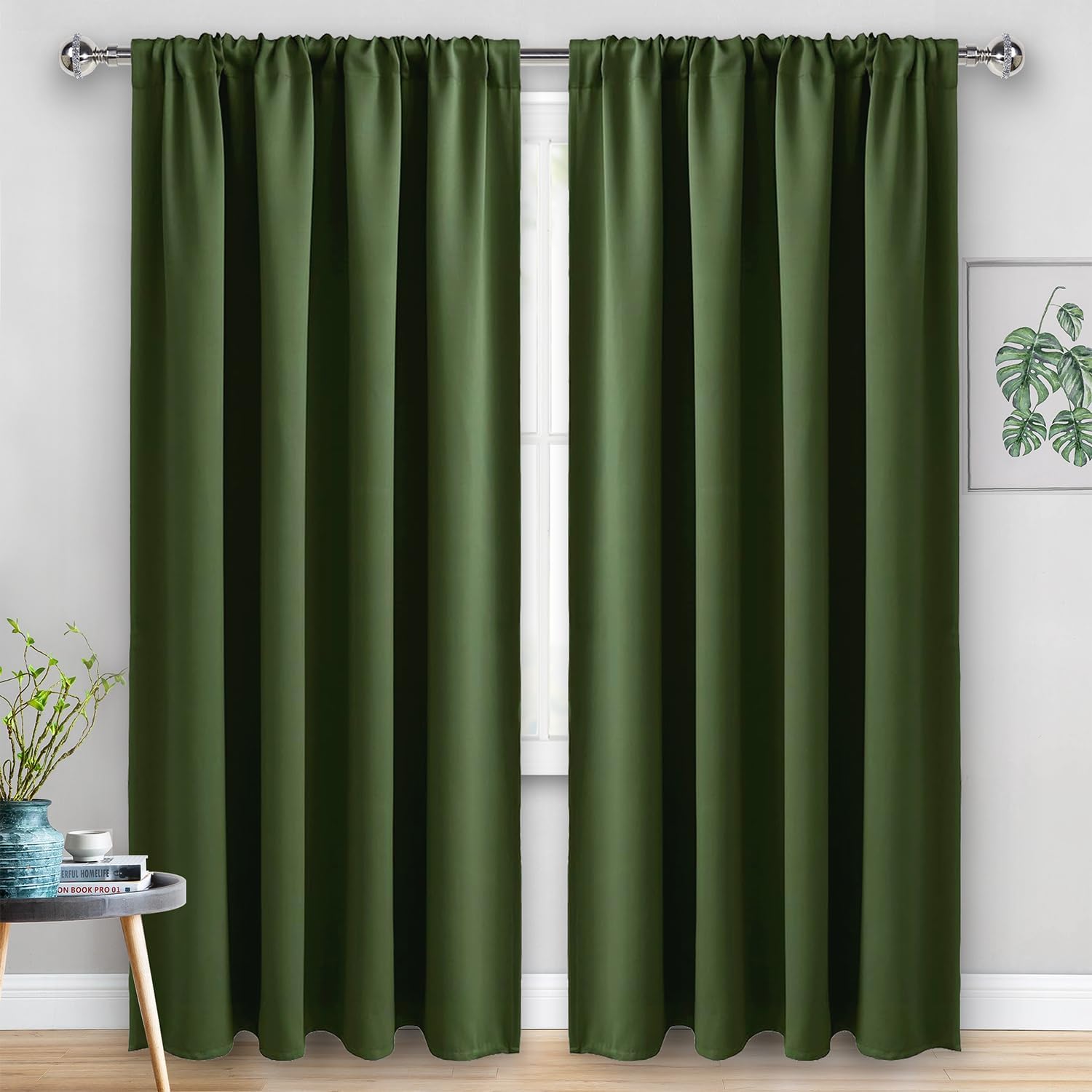 Jiuzhen Christmas Blackout Curtains for Bedroom - Thermal Insulated Room Darkening Rod Pocket Curtains for Living Room, Set of 2 Panels wit…