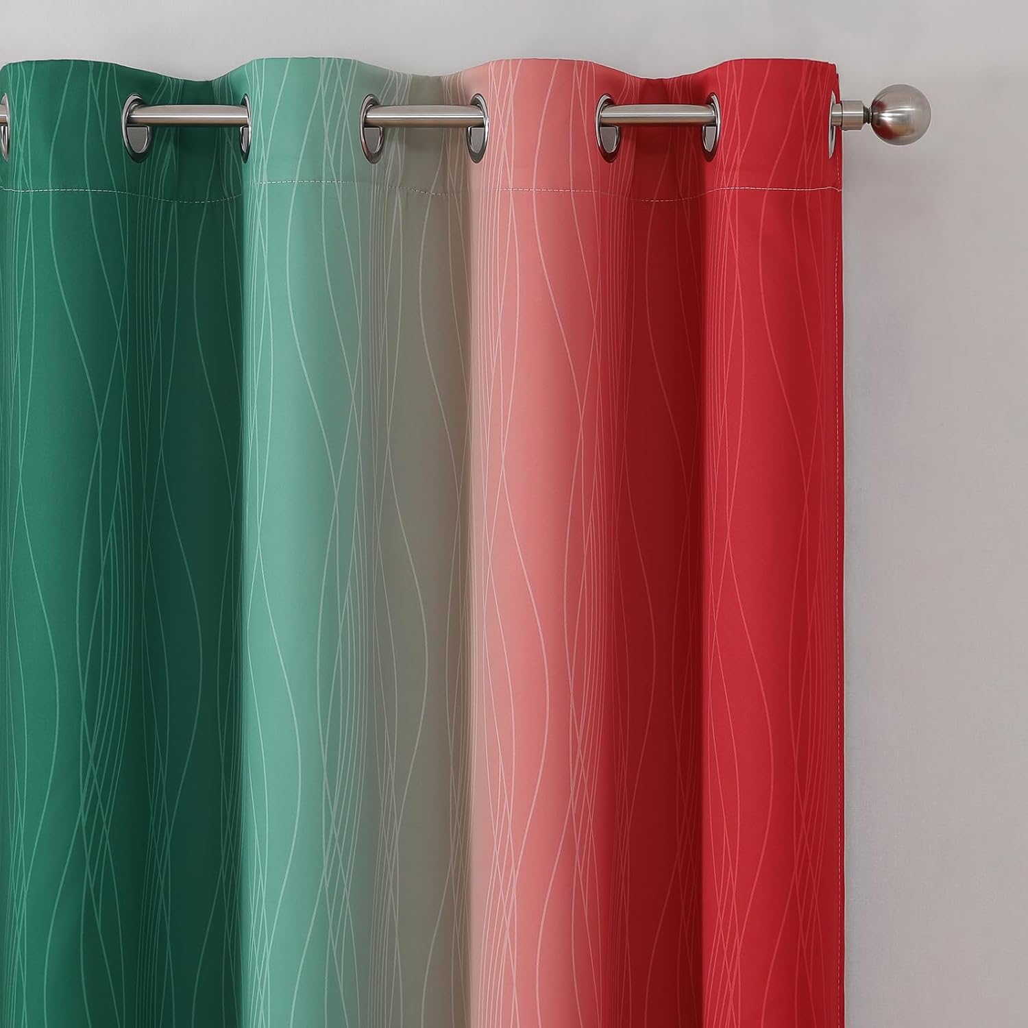 Estelartextiler Estelar Textiler Red and Green Ombre Blackout Curtains for Sliding Door, Thermal Insulated Gradient Drapes 96 Inches Long,…