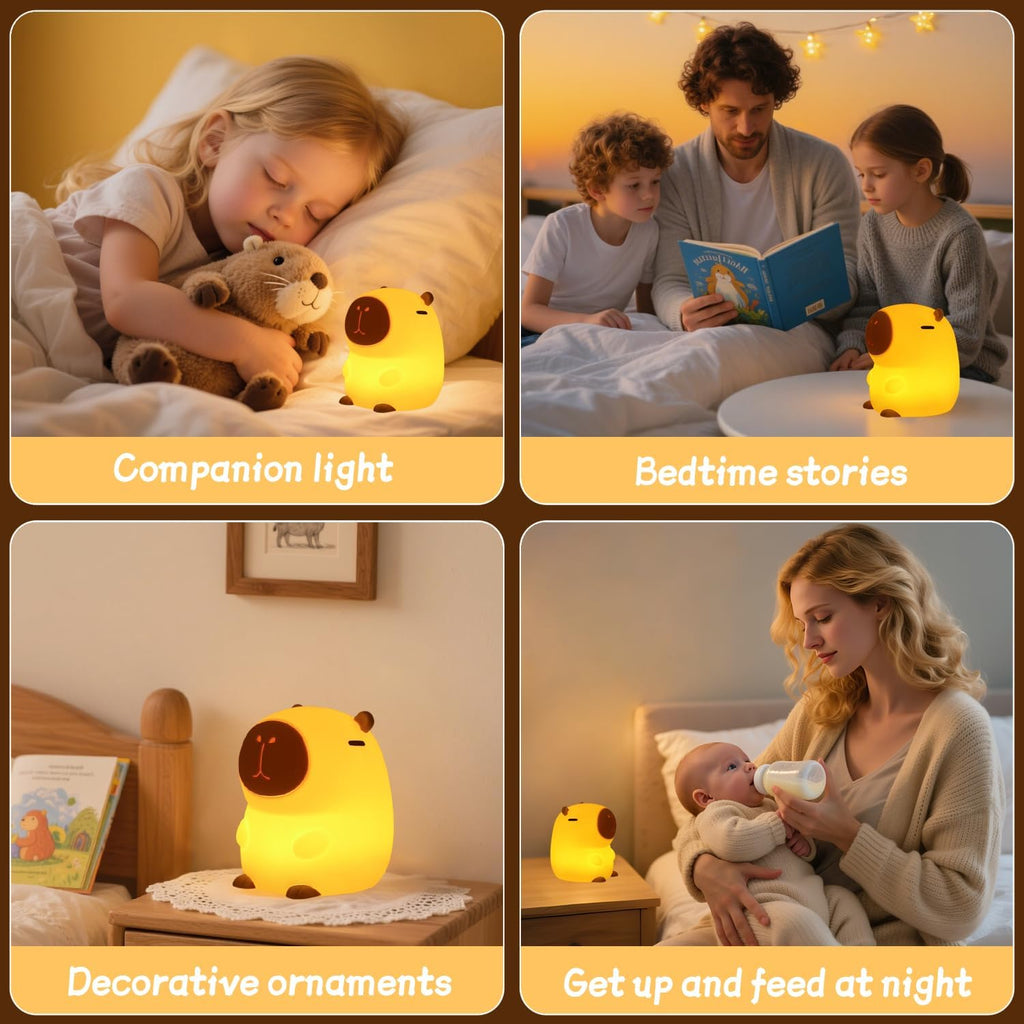 Rytinazzz Silicone Night Light for Kids, 50H Long Battery Capybara Lamp, Gift for Kids, Rechargeable Tap Control, Soft Dimmable Nursery…