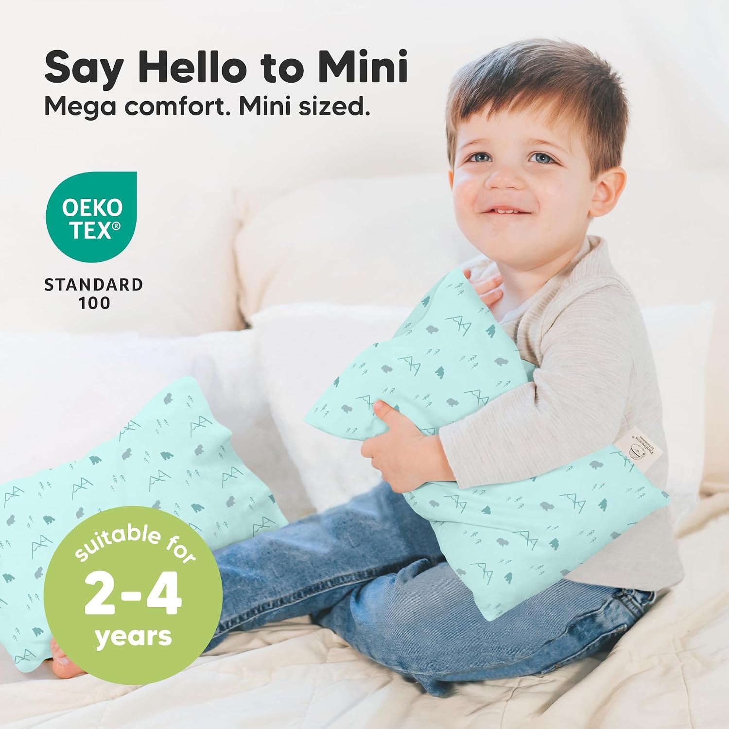 Mini Toddler Pillow with Pillowcase - 9x13 My Little Dreamy Travel Kids Pillow for Sleeping, Toddler Bed, Small, Tiny, Organic Cotton…
