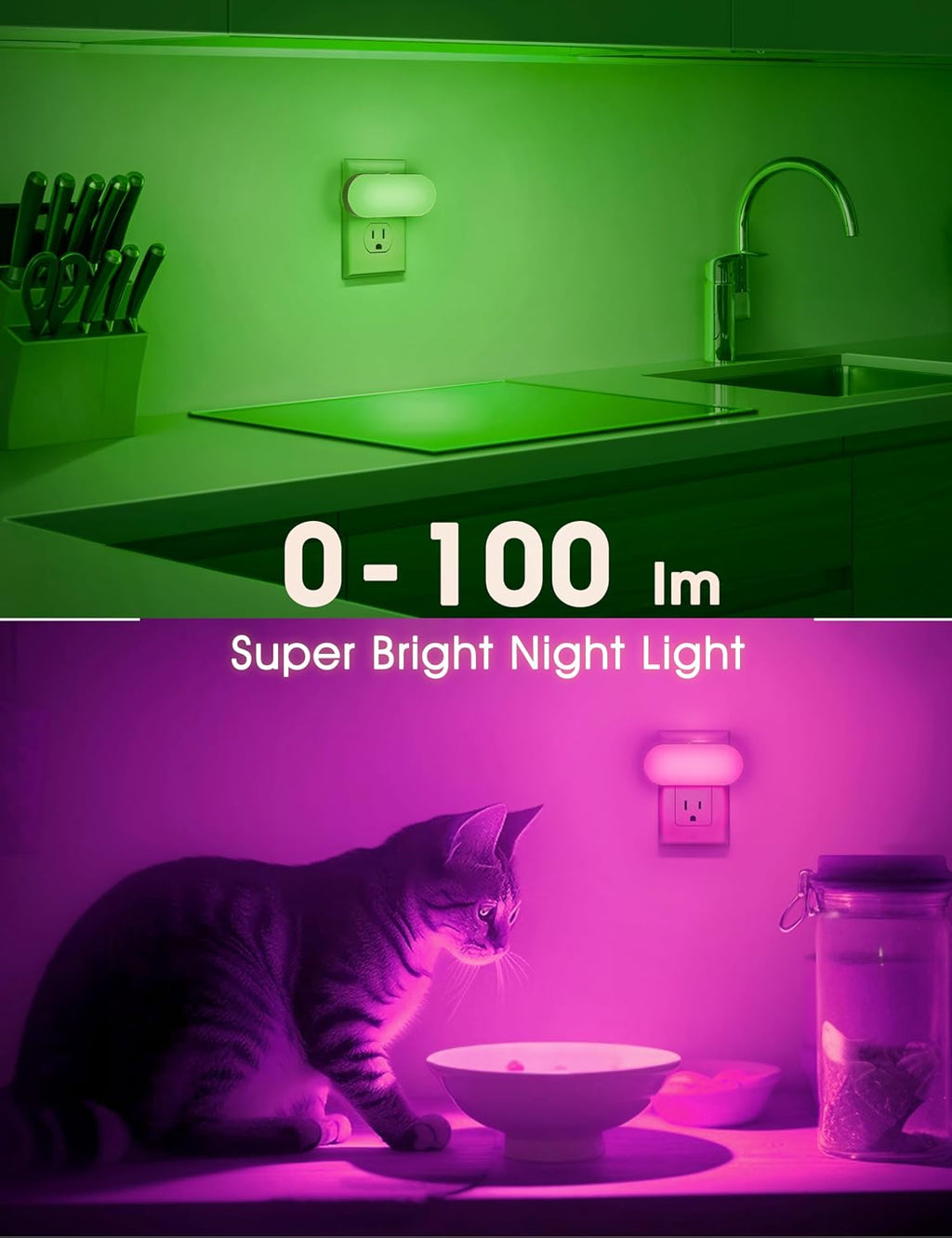 DORESshop RGB Night Lights Plug into Wall, 4 Pack Dusk to Dawn Color Changing Night Light Night Light for Bedroom, Kids Room