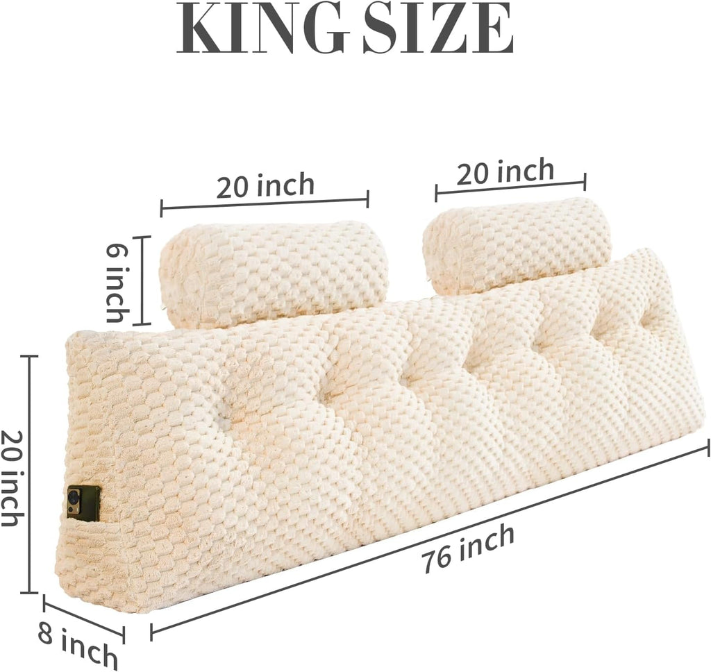 Wedge Headboard Pillow - Bed Wedge Pillow for Headboard Triangular Headboard Pillow with Neck Roll Pillow-Large Bolster Pillow for…