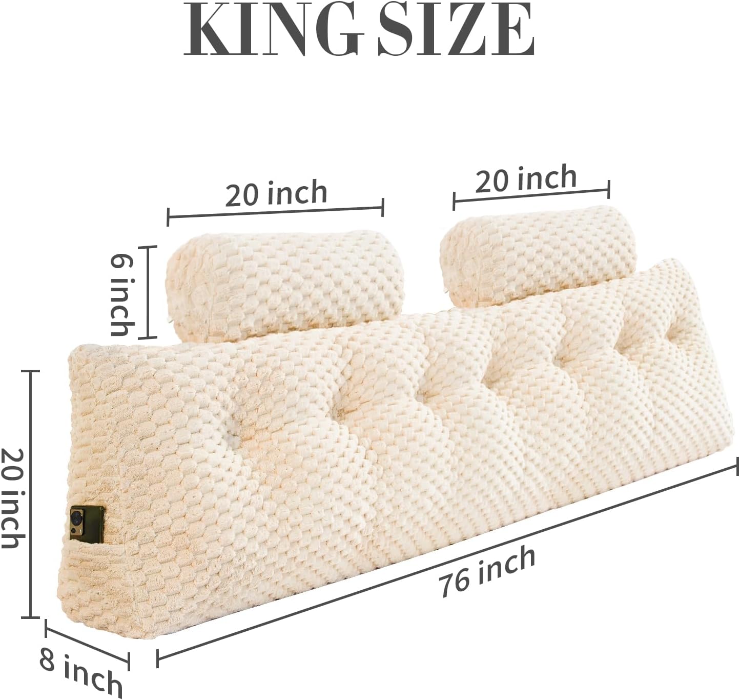 Wedge Headboard Pillow - Bed Wedge Pillow for Headboard Triangular Headboard Pillow with Neck Roll Pillow-Large Bolster Pillow for…