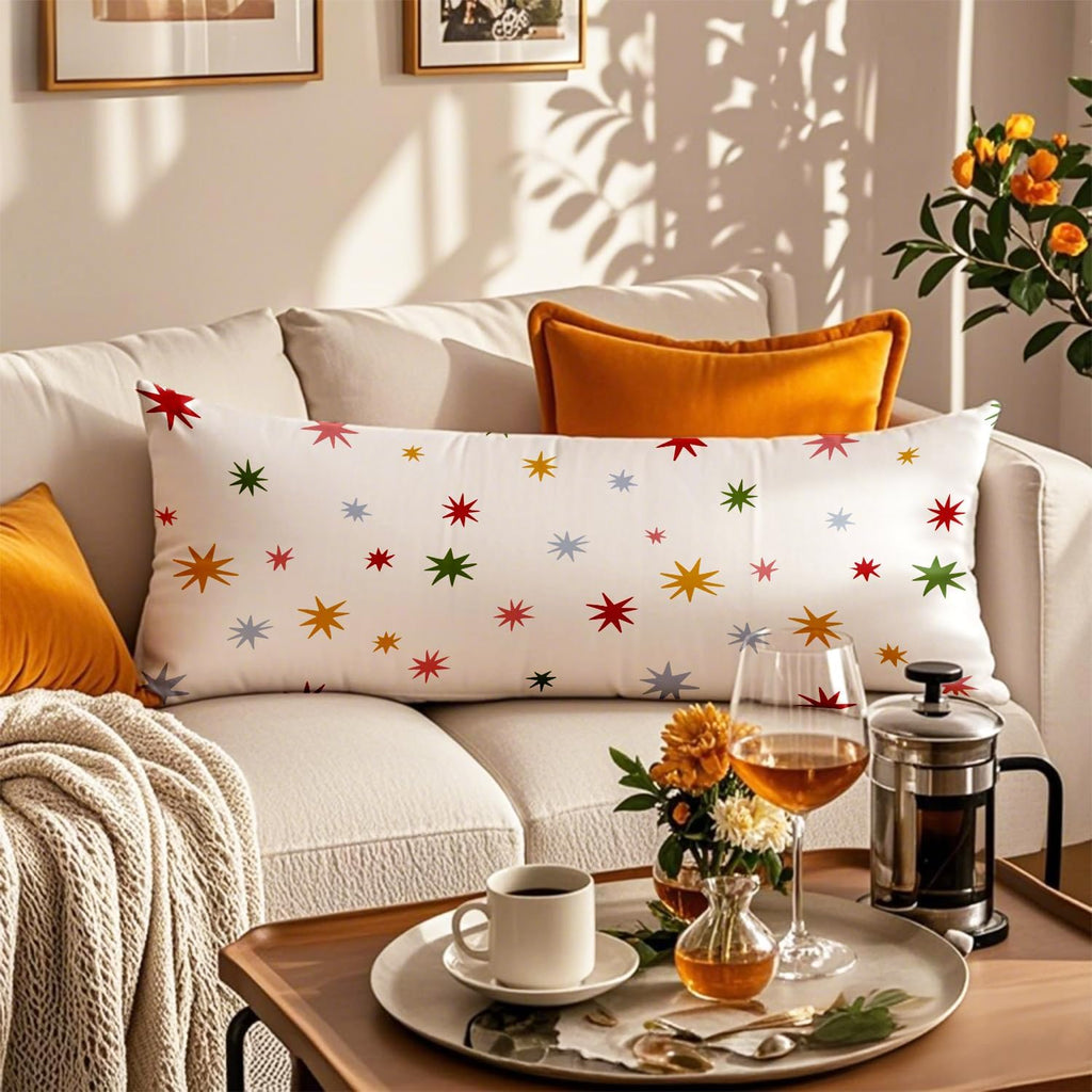 Boho Colorful Stars 20x54 Body Pillow Cover, Mid Century Modern Decorative Long Body Pillow Cases for Kids Girls Room Bedroom Dorm Bed Couch