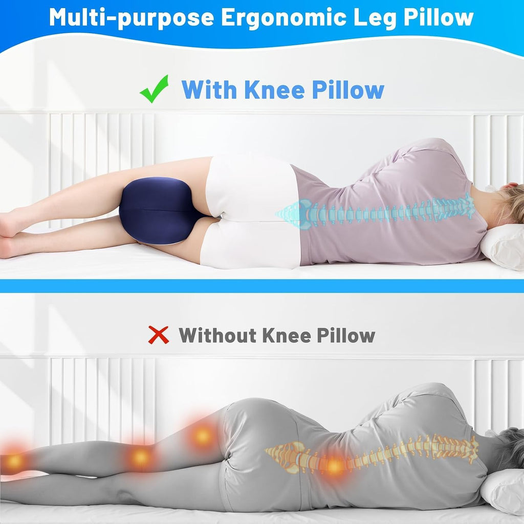 TranquilMoments Knee Pillow for Side Sleepers, Leg Pillow with Cooling Cover, Memory Foam Leg Pillow for Side Sleeping, Heart-Shape…
