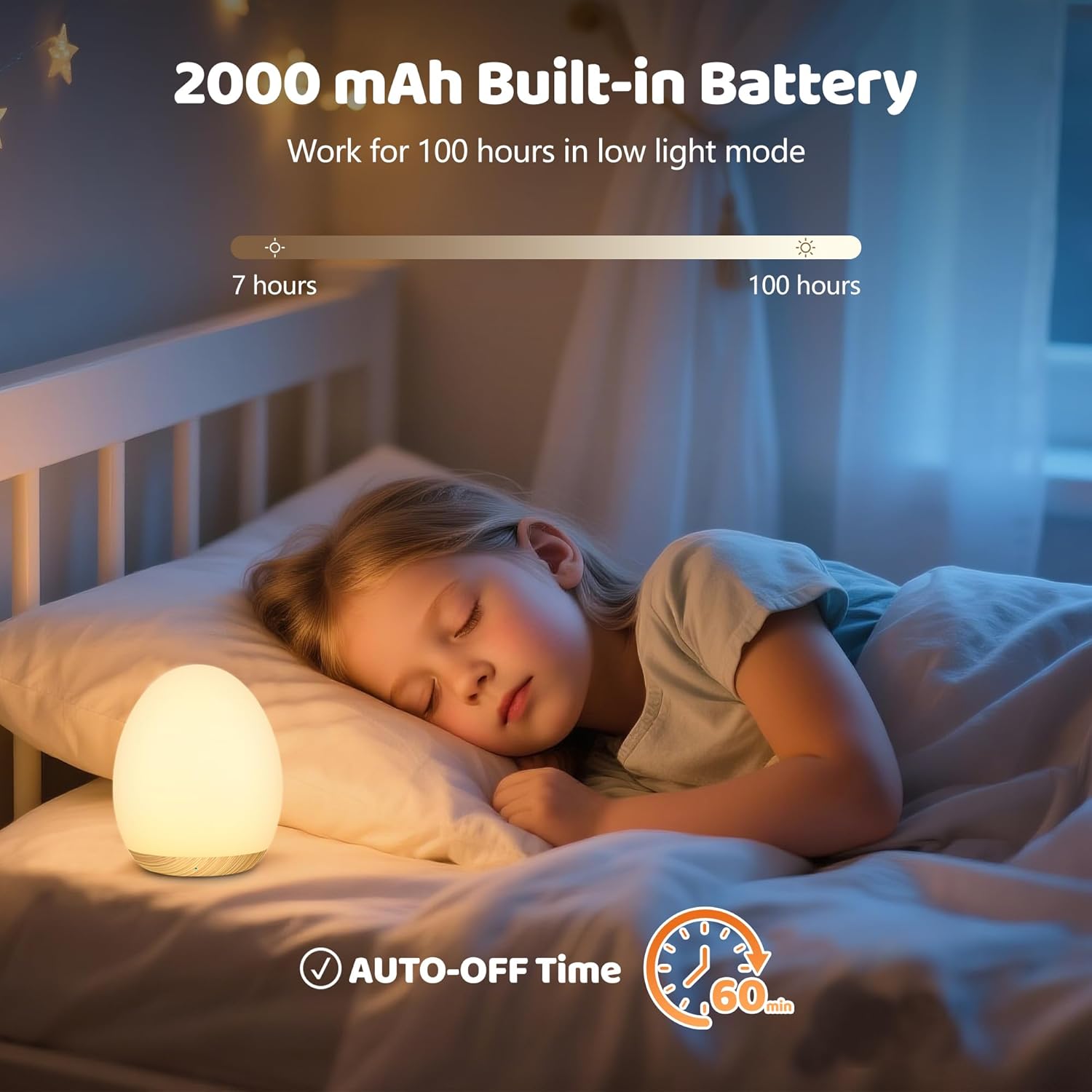 MediAcous Night Lights for Kids Room, Baby Night Light with 7 Colors Changing & Dimming Function, Rechargeable Kids Night Light with 1…