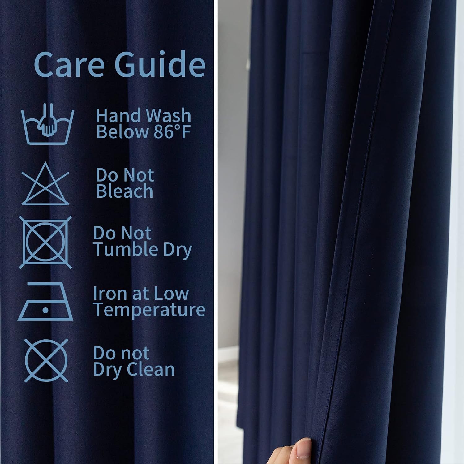 Pickluc Deep Navy Blackout Curtains 63 Inch Length 2 Panel Set, Solid Grommet Drapes for Bedroom or Living Room, Light Blocking and Thermal…