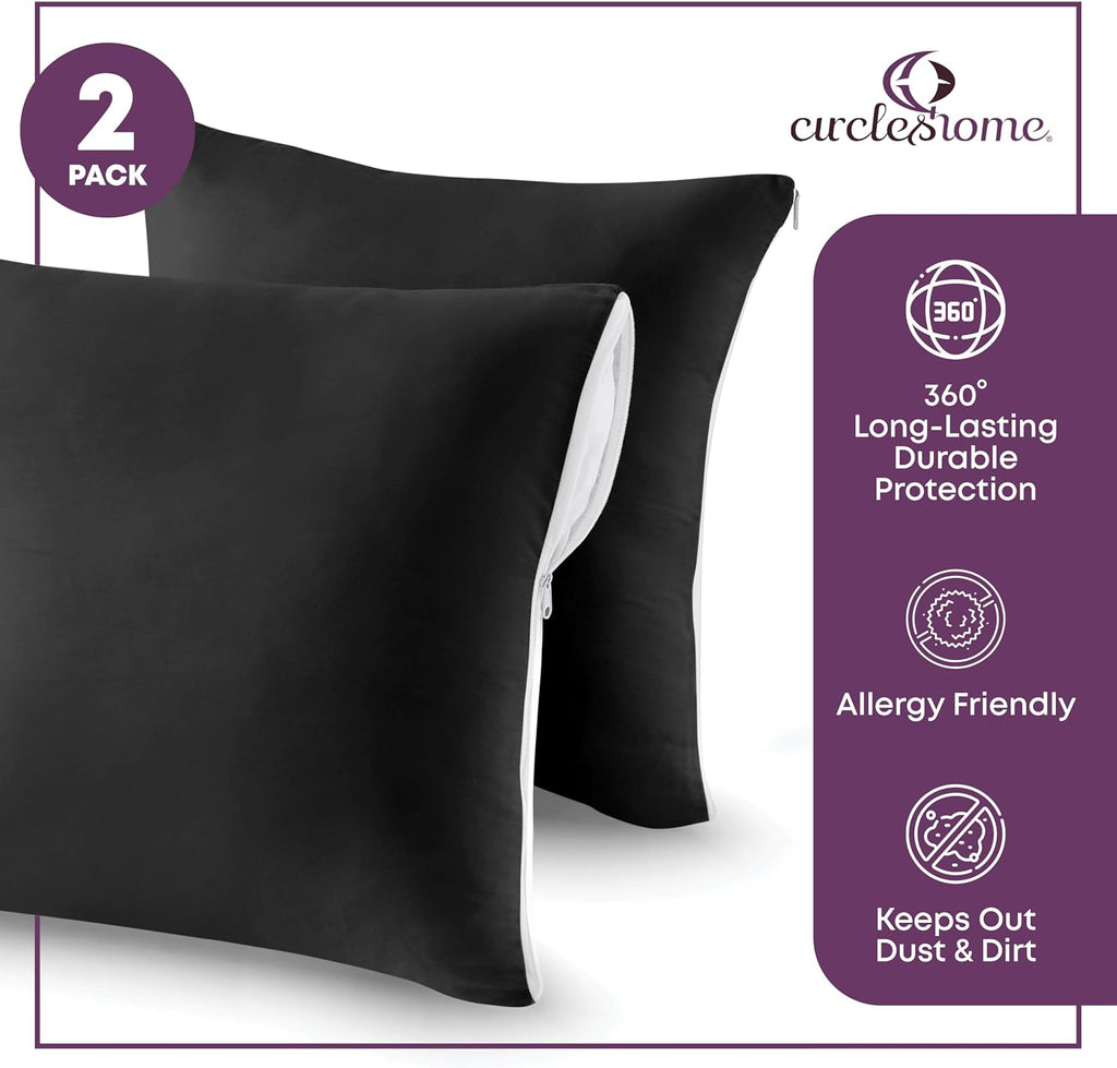 CIRCLESHOME Throw Pillow Protectors - 100% Cotton Breathable Pillowcases - 22 X 22 Square Pillowcases - Protects Pillows from Dirt, Dust…