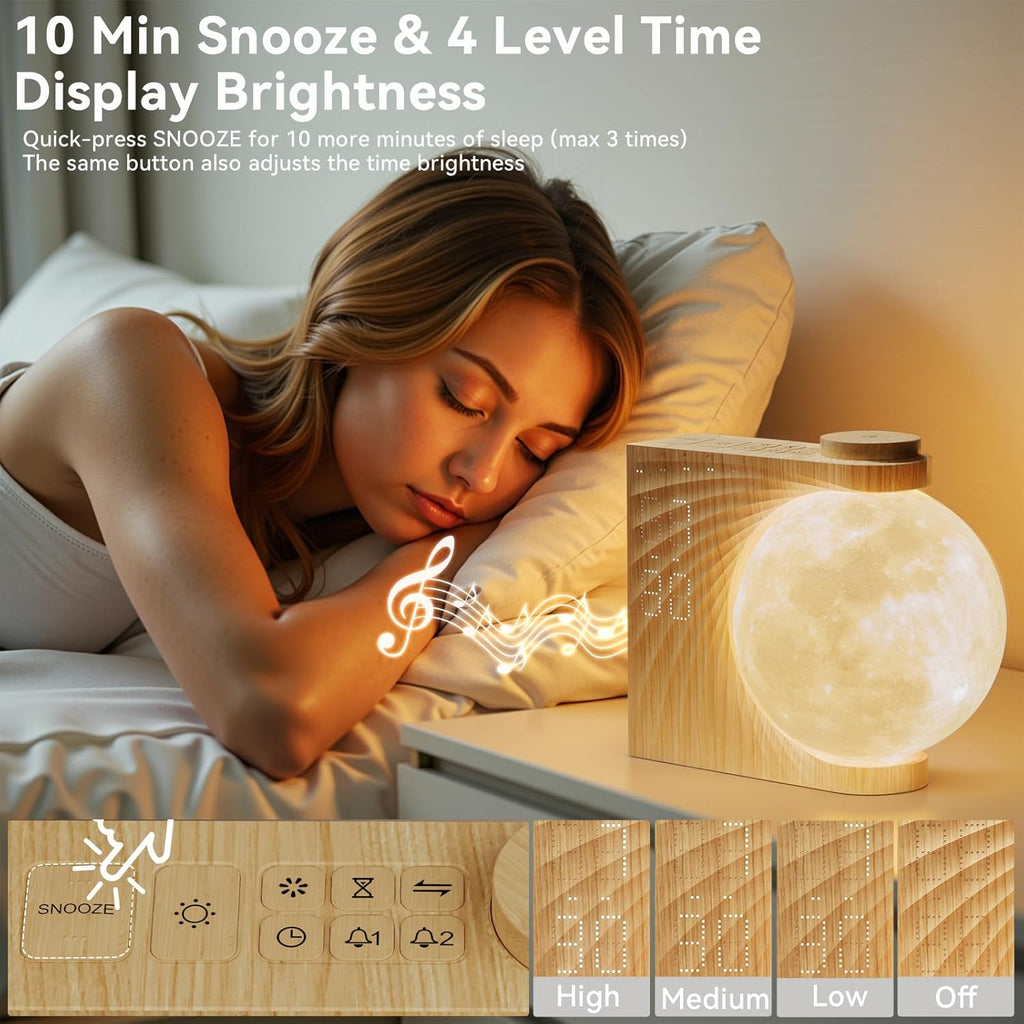 Sunrise Alarm Clocks for Heavy Sleepers, Night Lamp Clocks for Bedrooms with Moon Light,10 Light Effects,30/60/90 Timer,10 Sleep Nature…