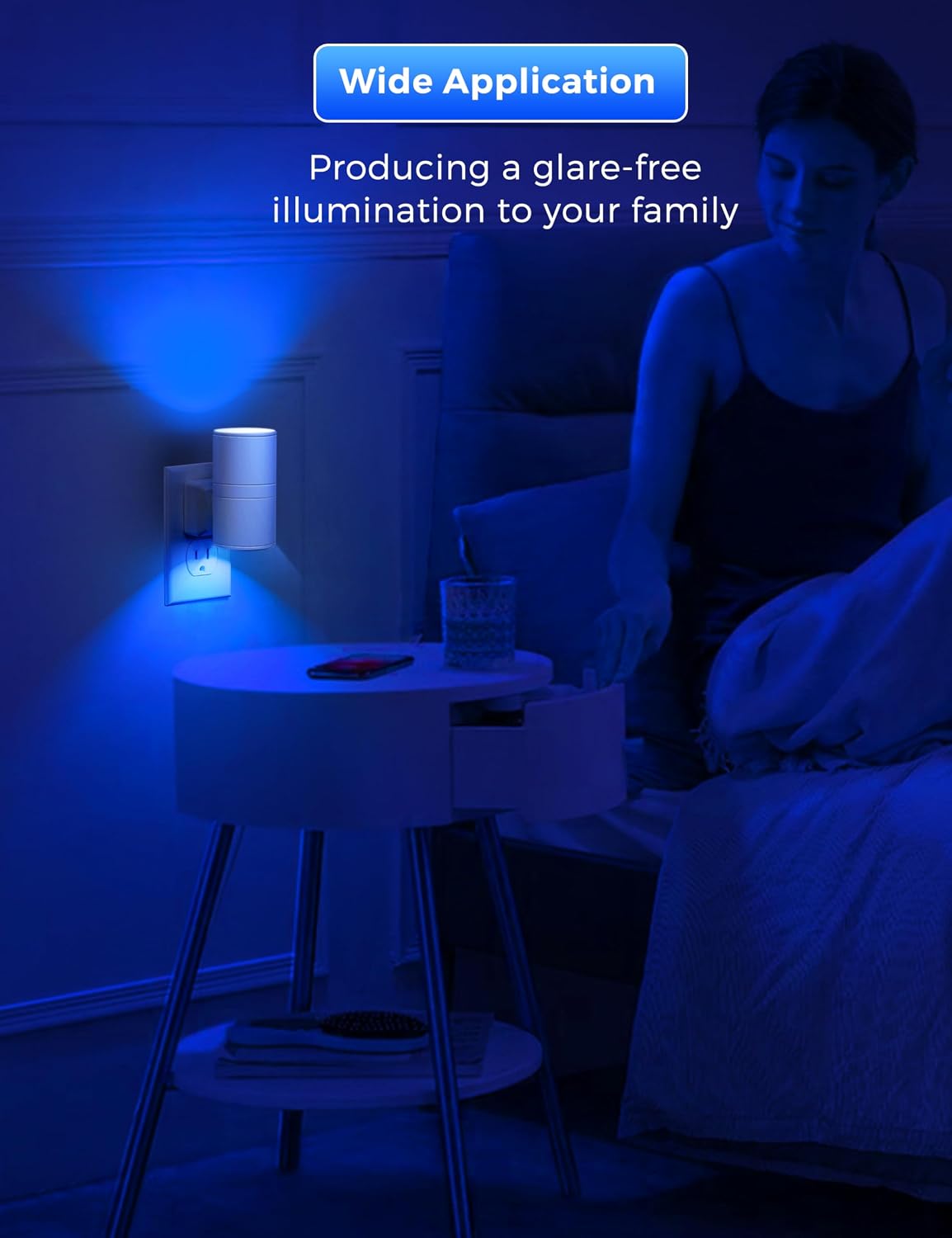 L LOHAS LED Night Light, Blue Night Lights Plug into Wall, Light Sensor, Dimmable Night Light, Calm Blue Nightlights for Home Decor…